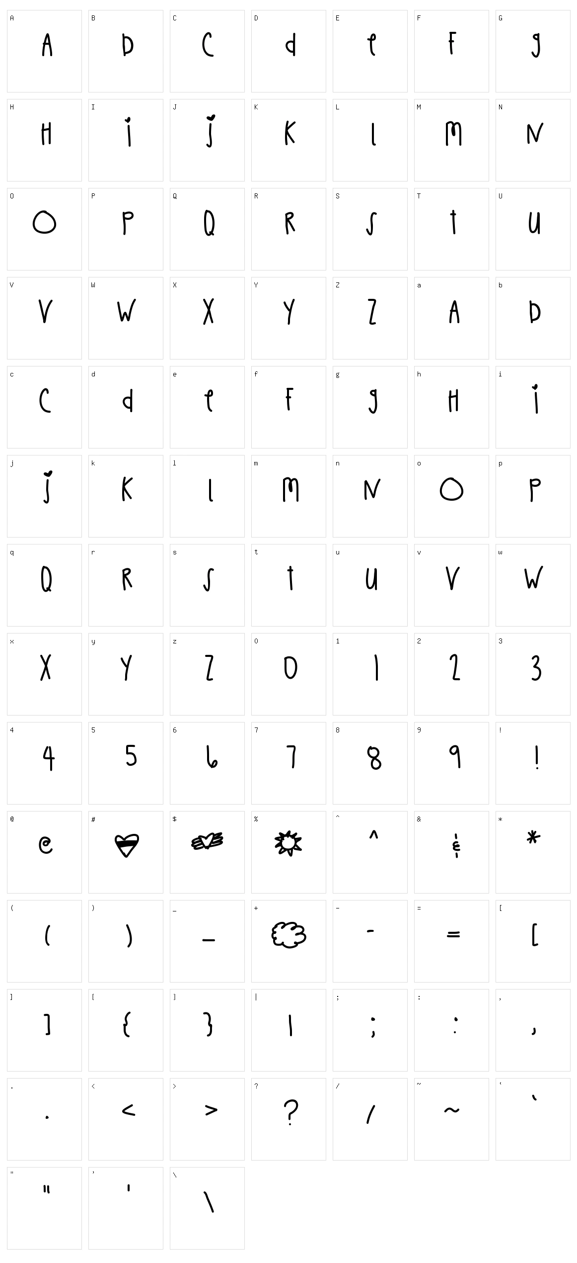 Chais Hand Character Set