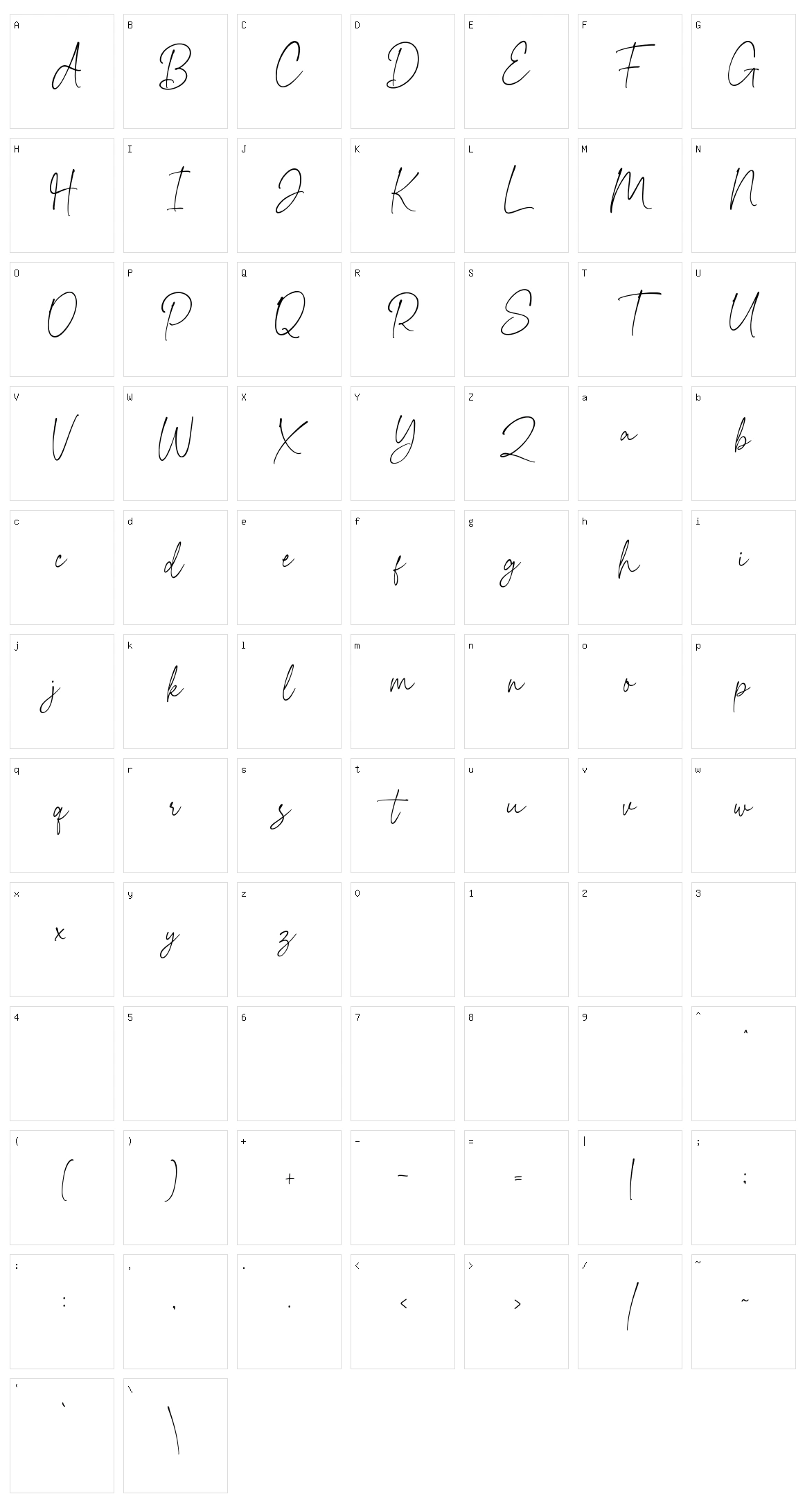 Cherishline Character Set