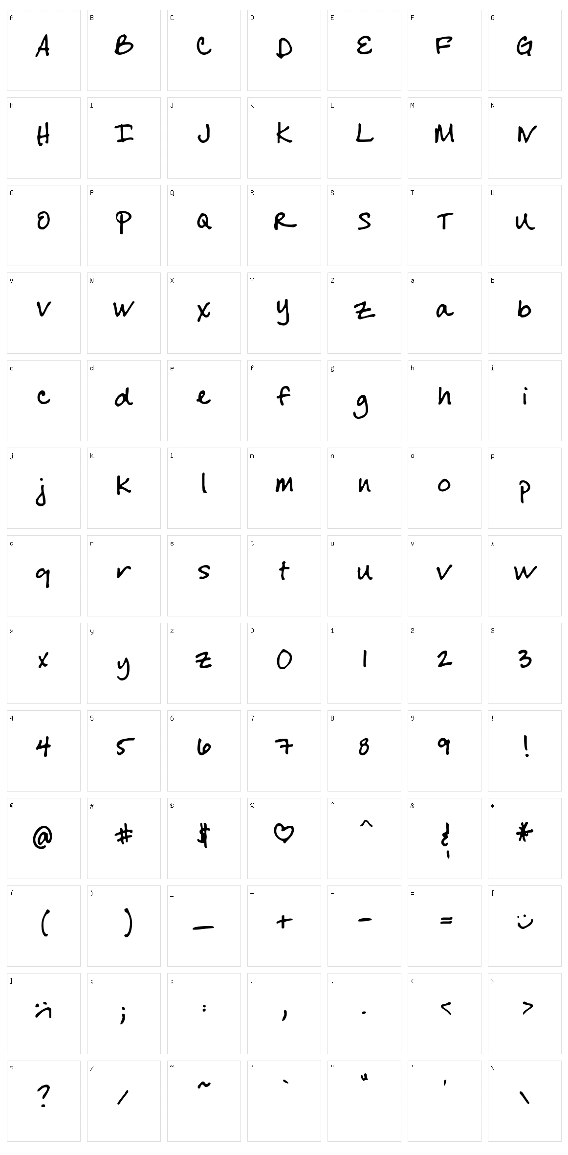 Cheryl YOFF Character Set