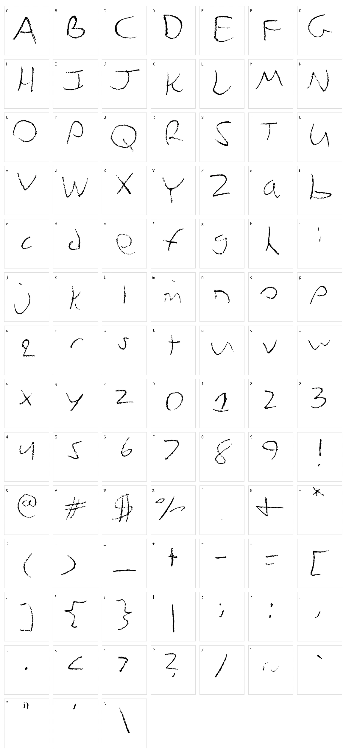 Chicken Scratch Character Set