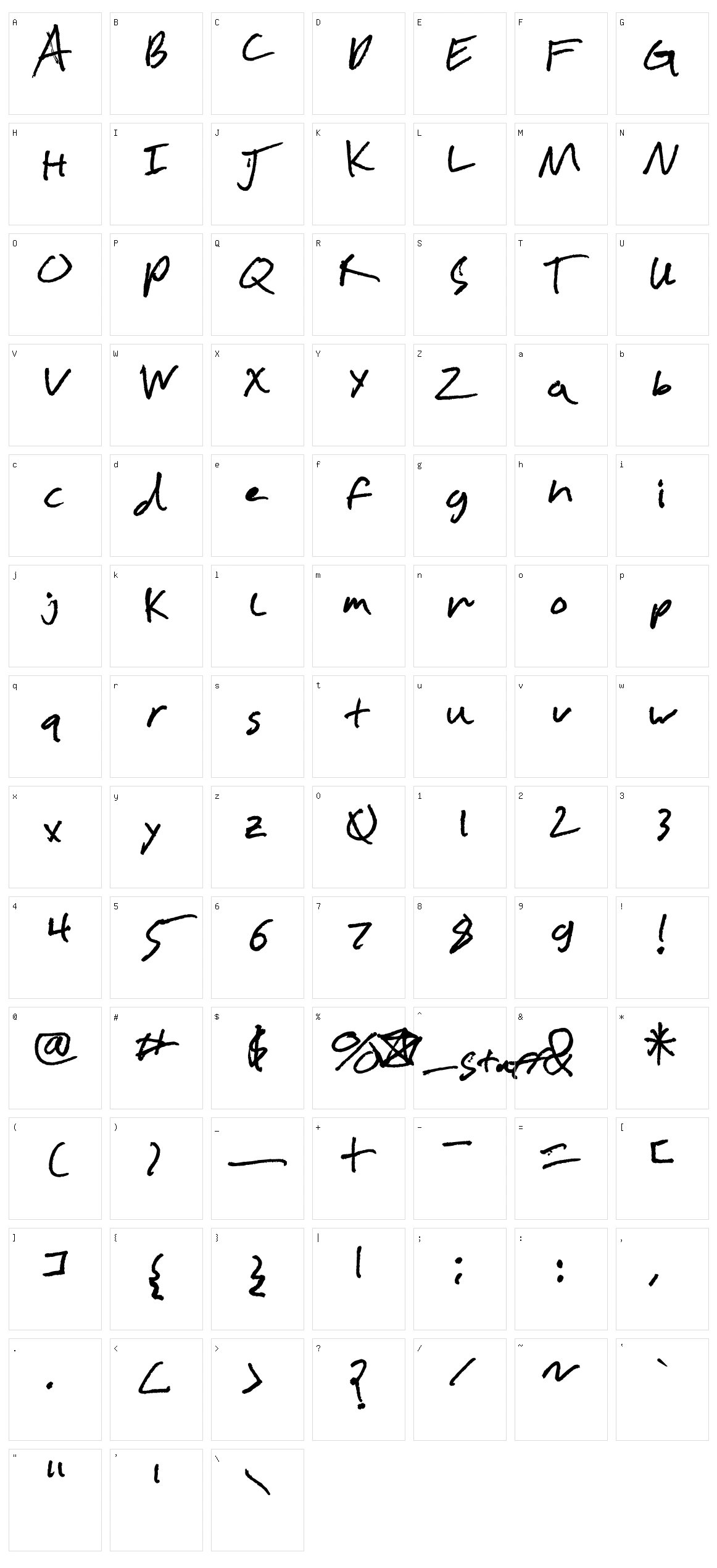 Chicken Scratch Character Set
