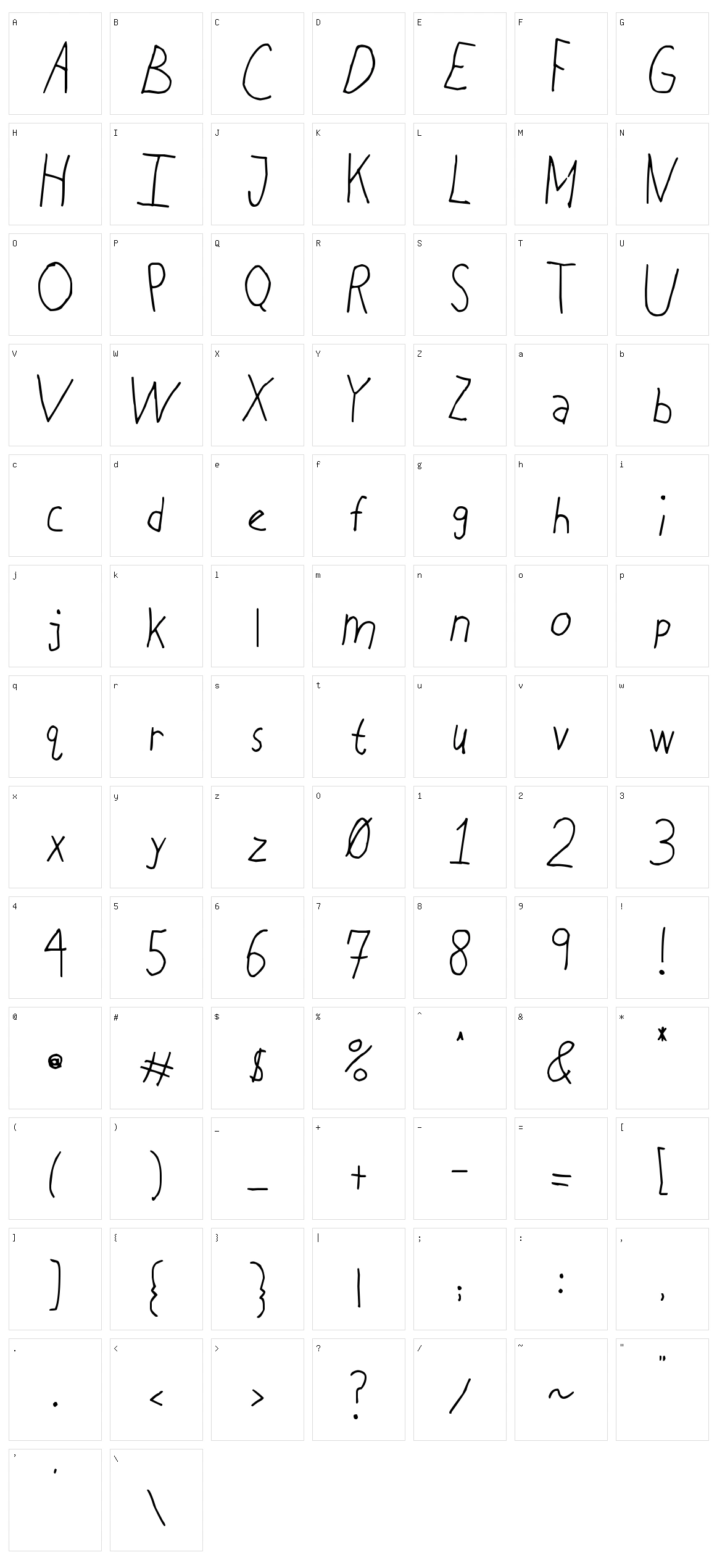 Chicken Scratch Character Set