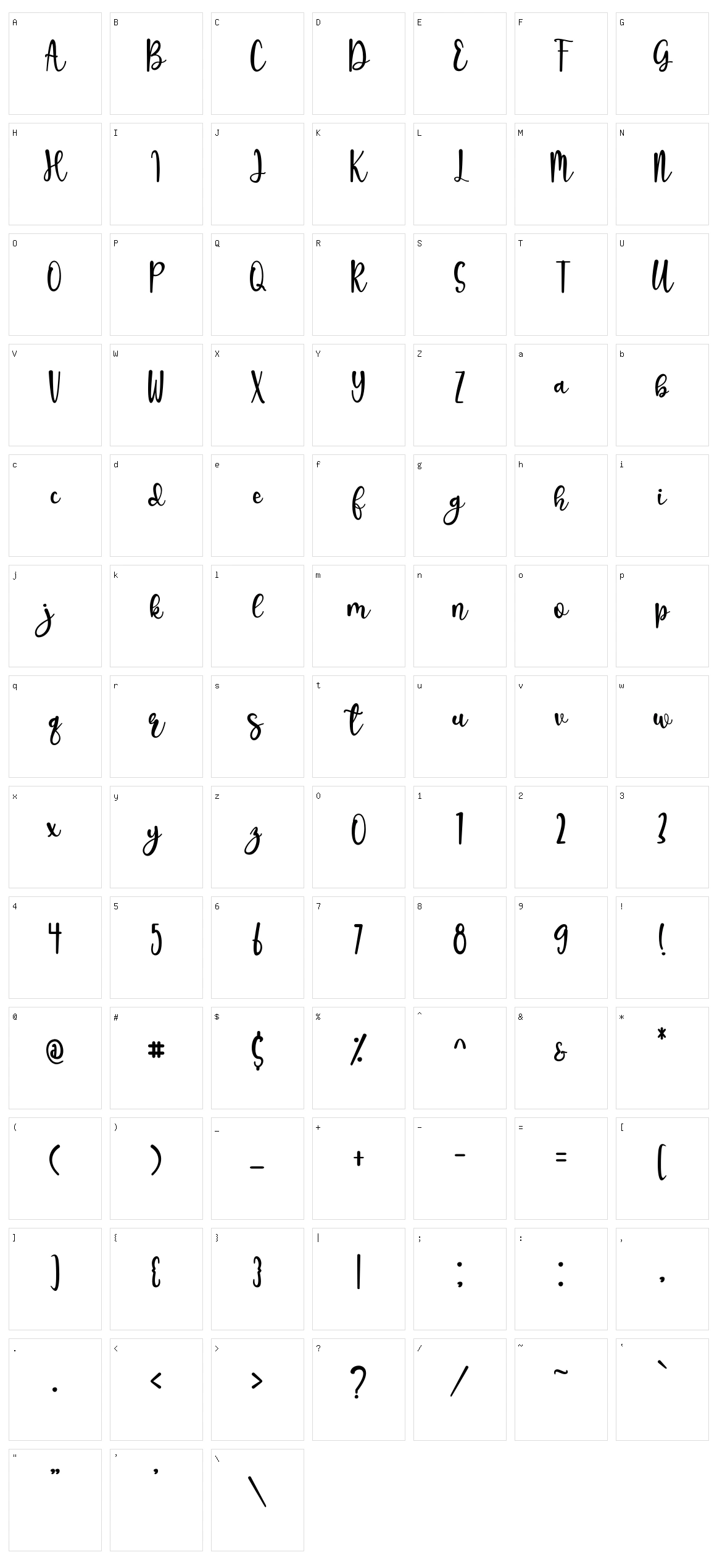 Chilwell Character Set
