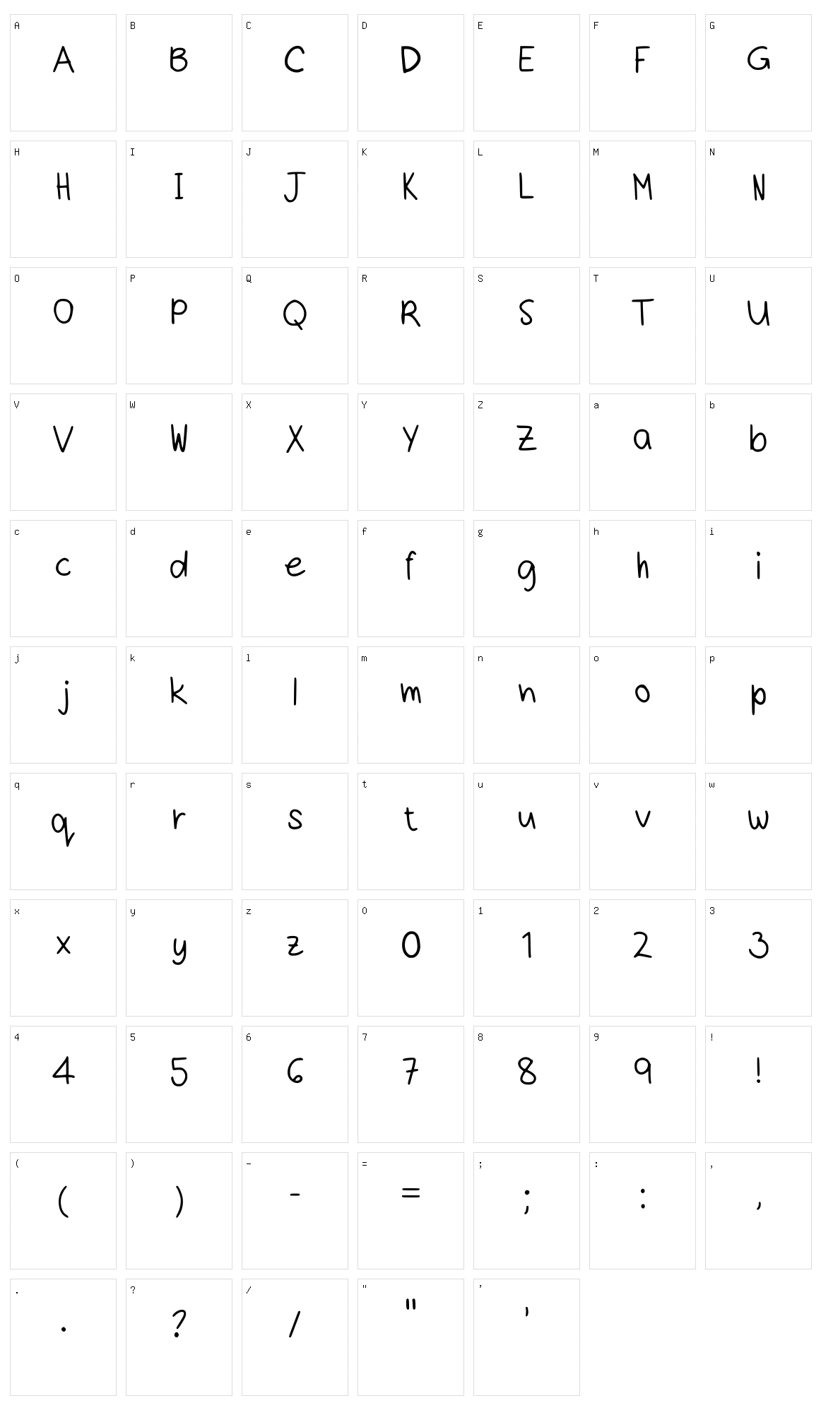 Chine Handwriting Character Set