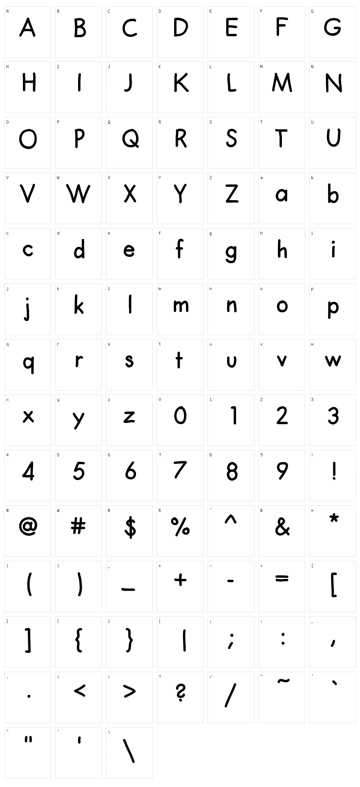 Claphappy Character Set