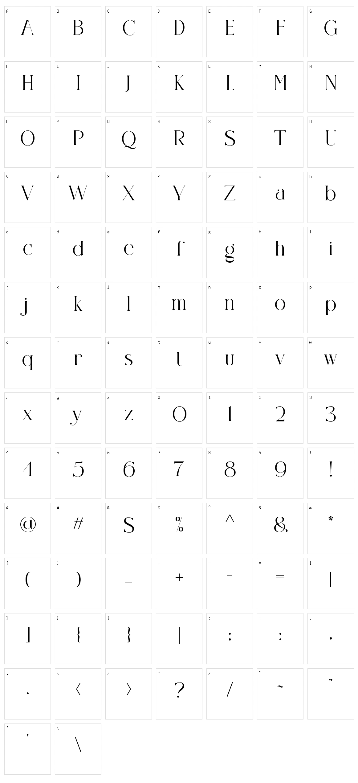 Claster Oleander Signature Character Set