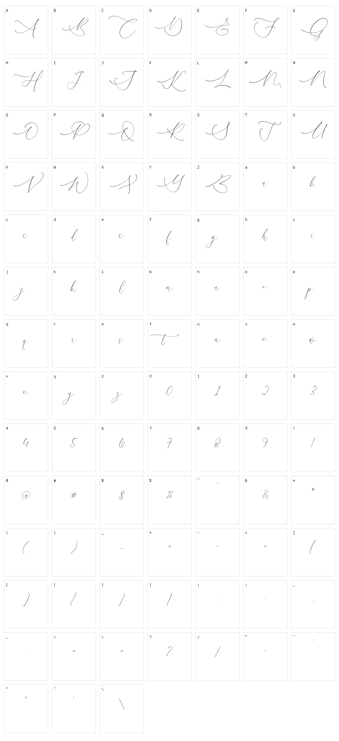 Clements Morgle Script Character Set