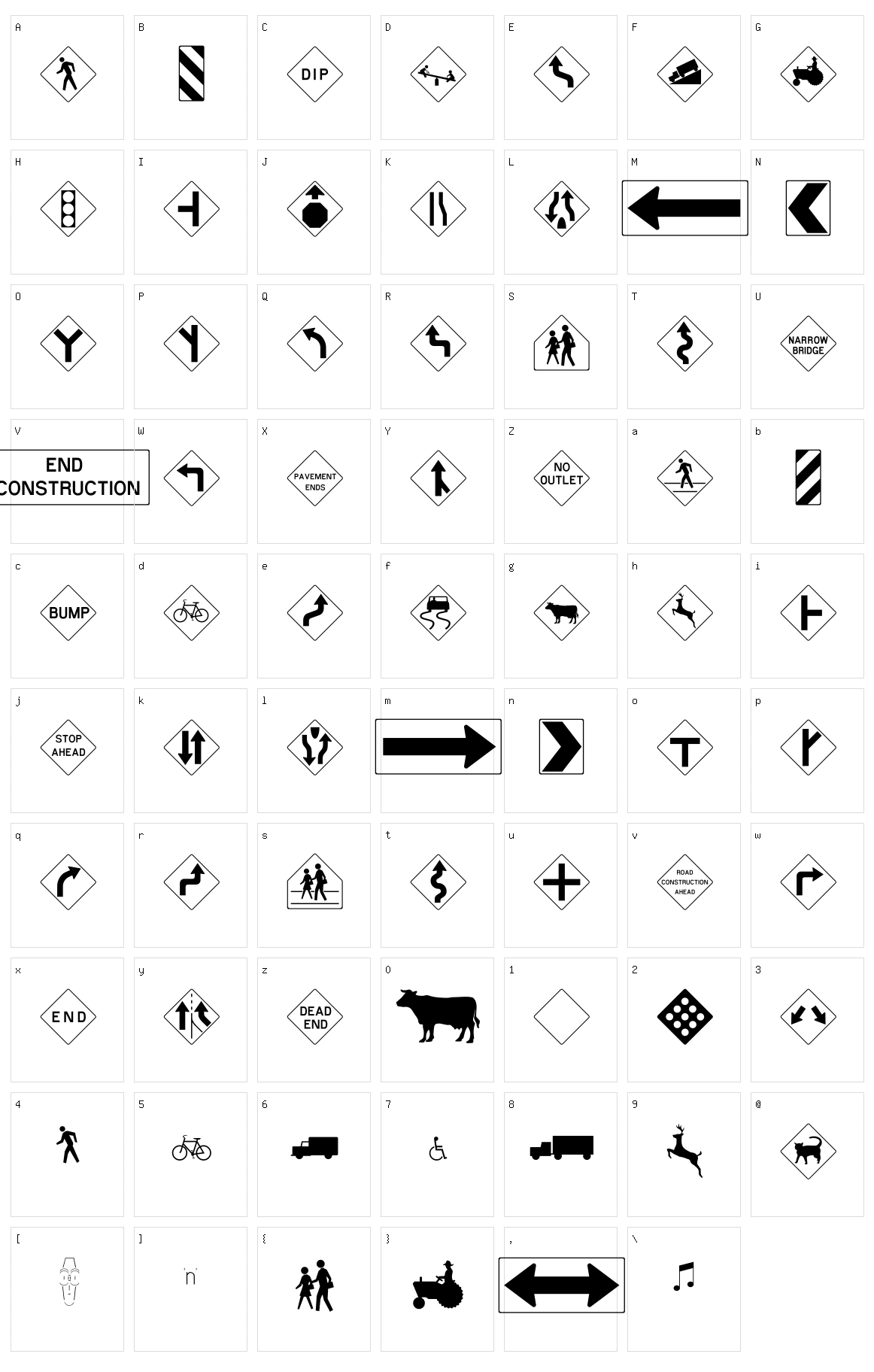 RoadSign + Warning Character Set