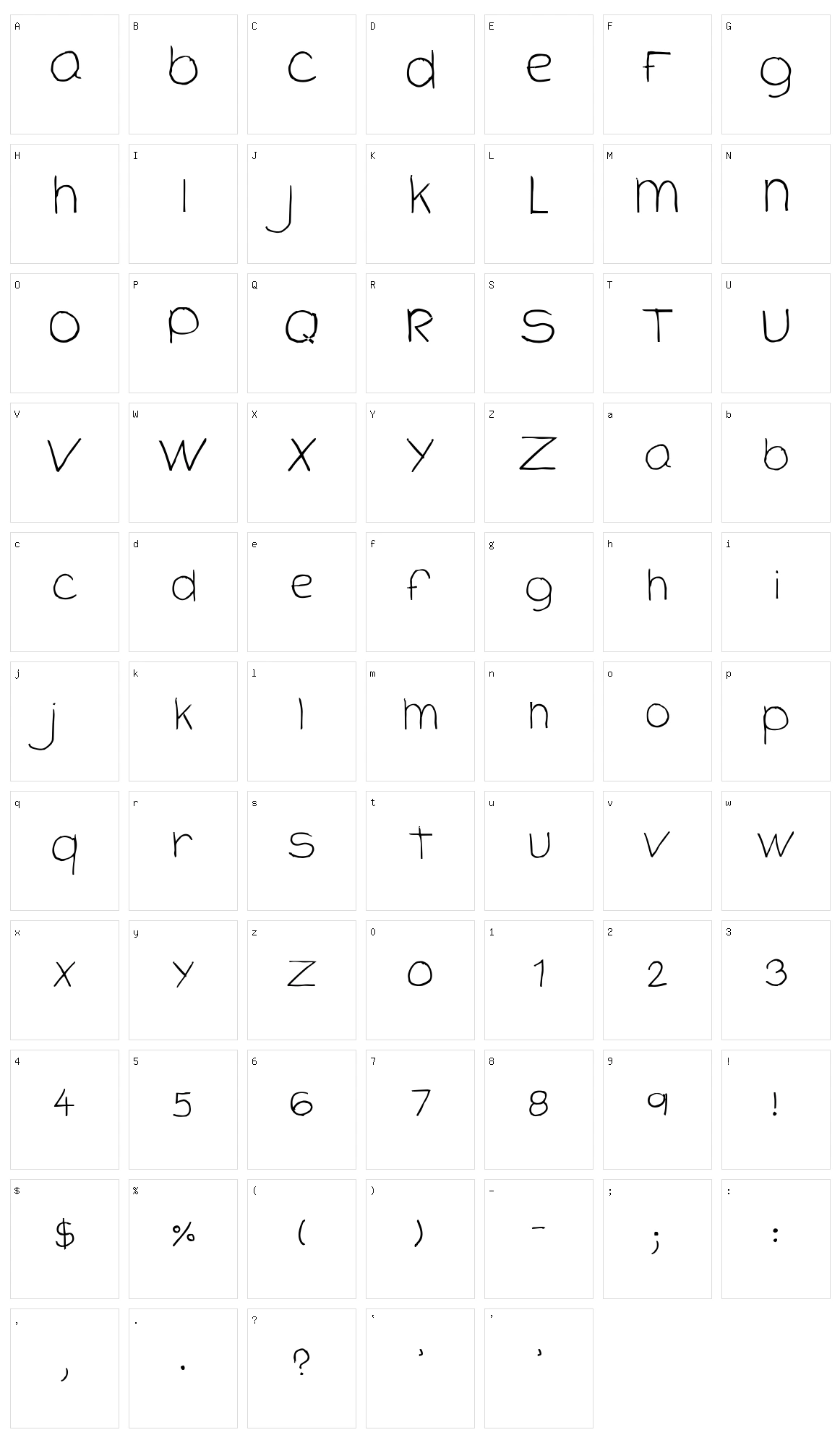 Cloutier Script Character Set