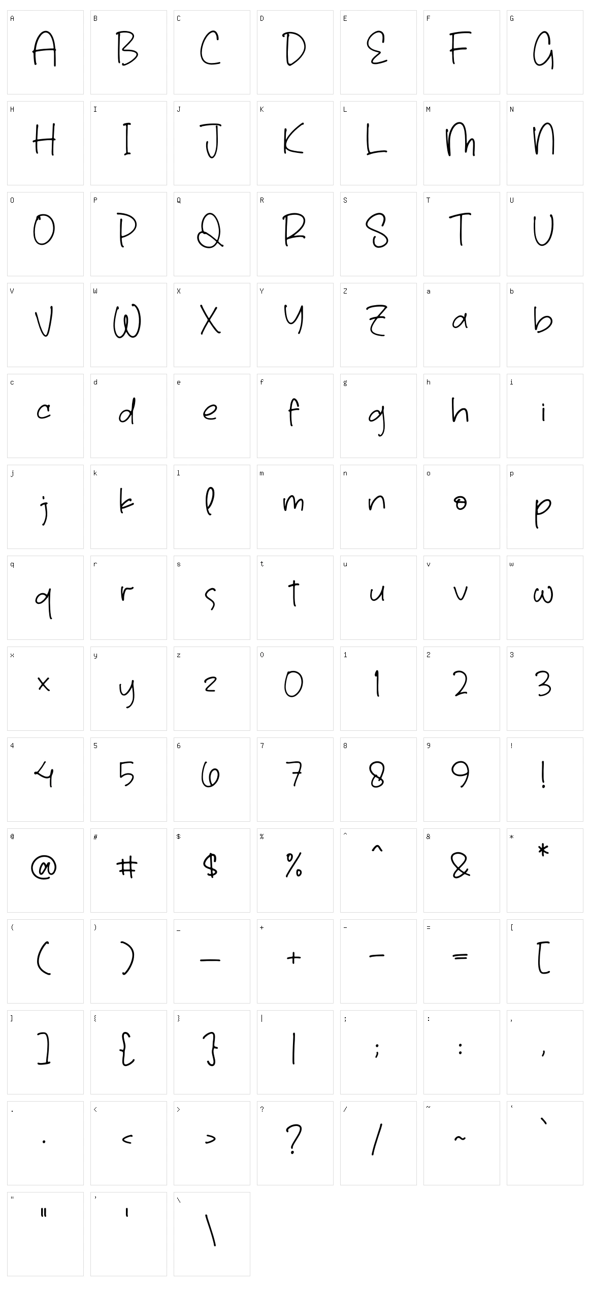 Coashela Notes Character Set