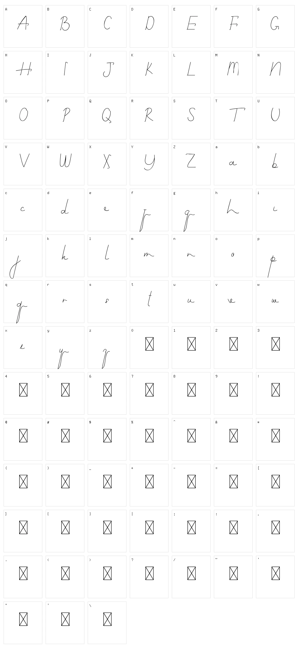 Cooling Down Script Character Set