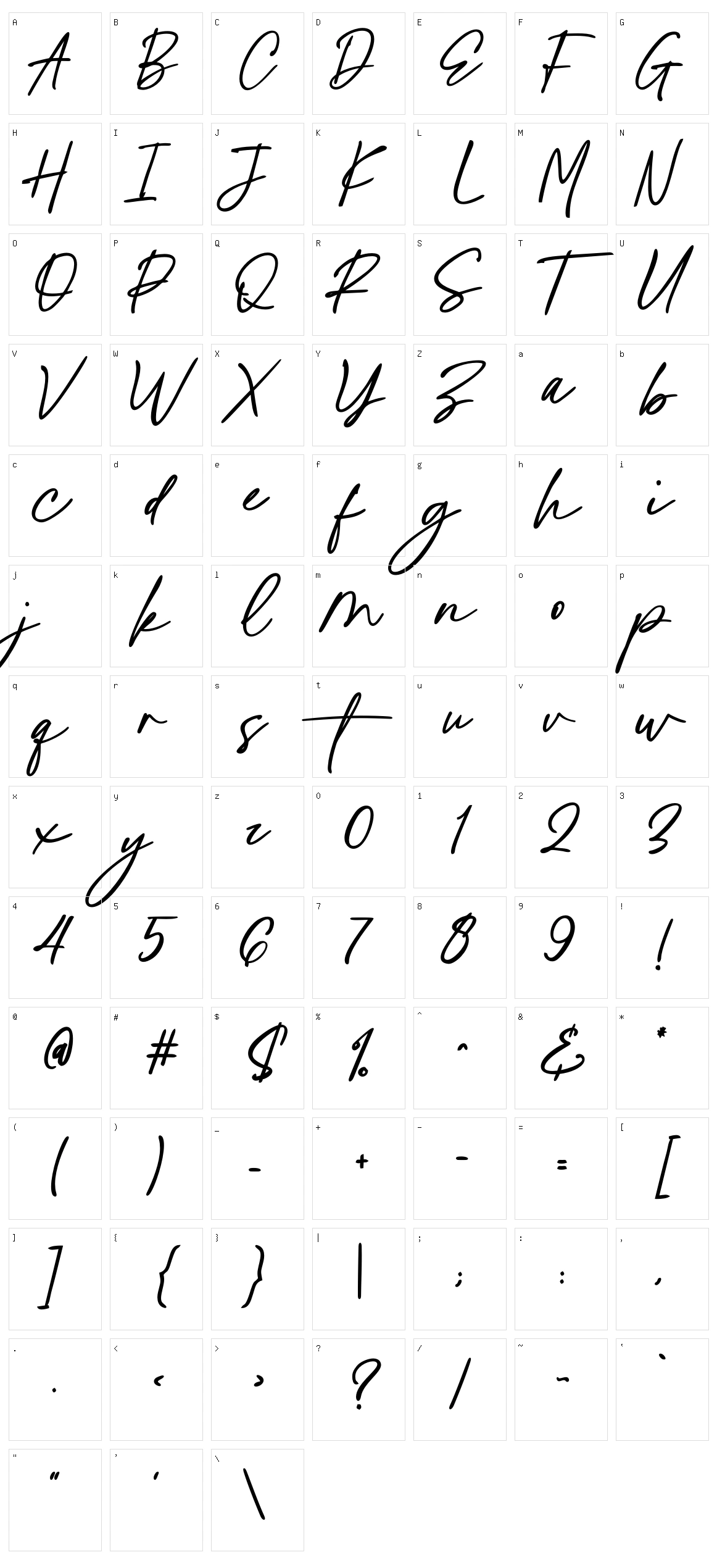 Costyle Character Set