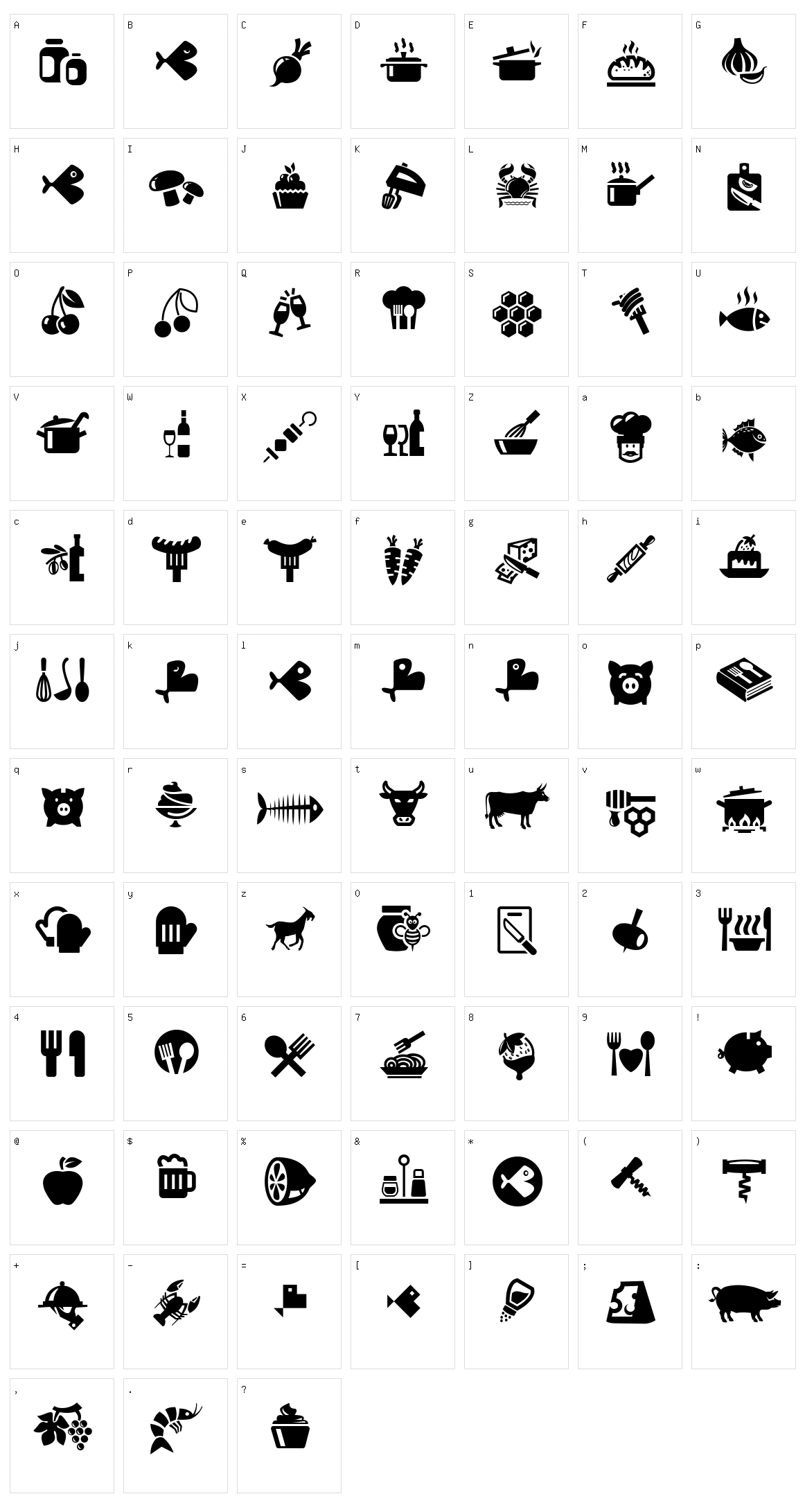 Bocartes fritos Character Set