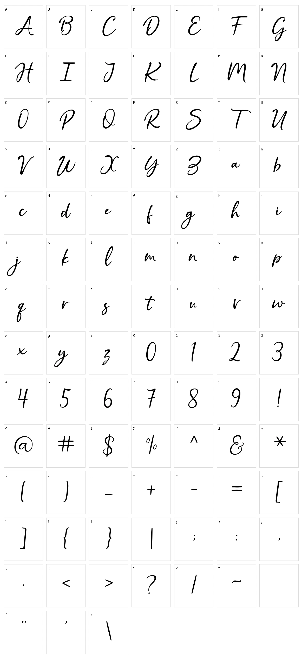 Cristalistic Script Character Set