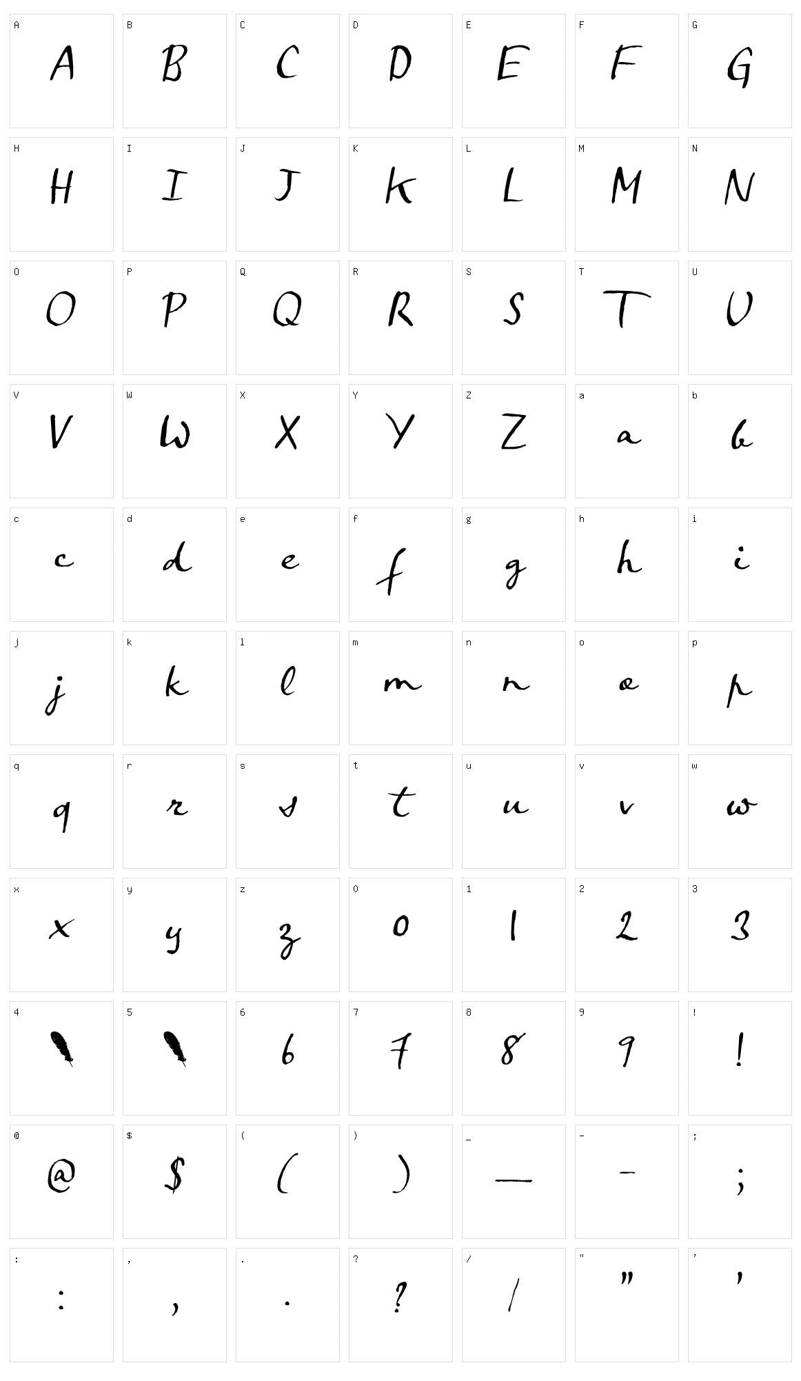 Crowfeather Script Character Set