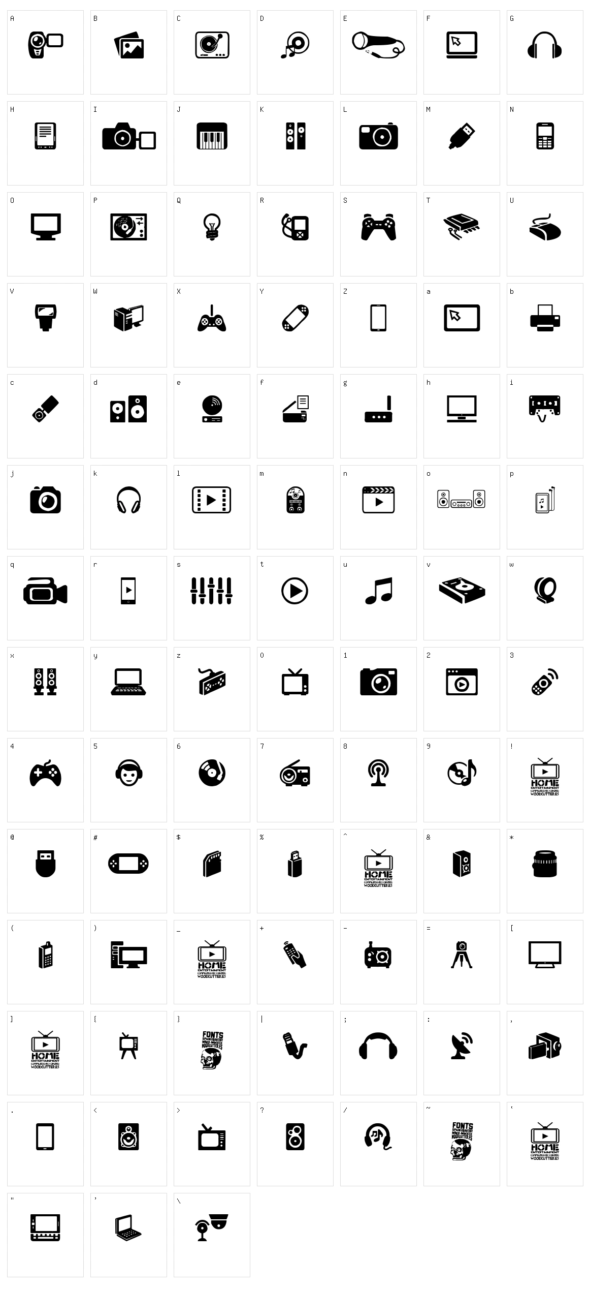 Home Entertainment Character Set