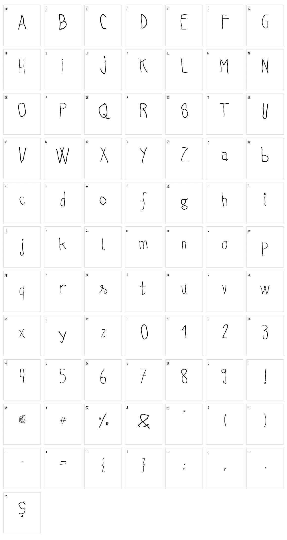 Cupper Reversed Character Set