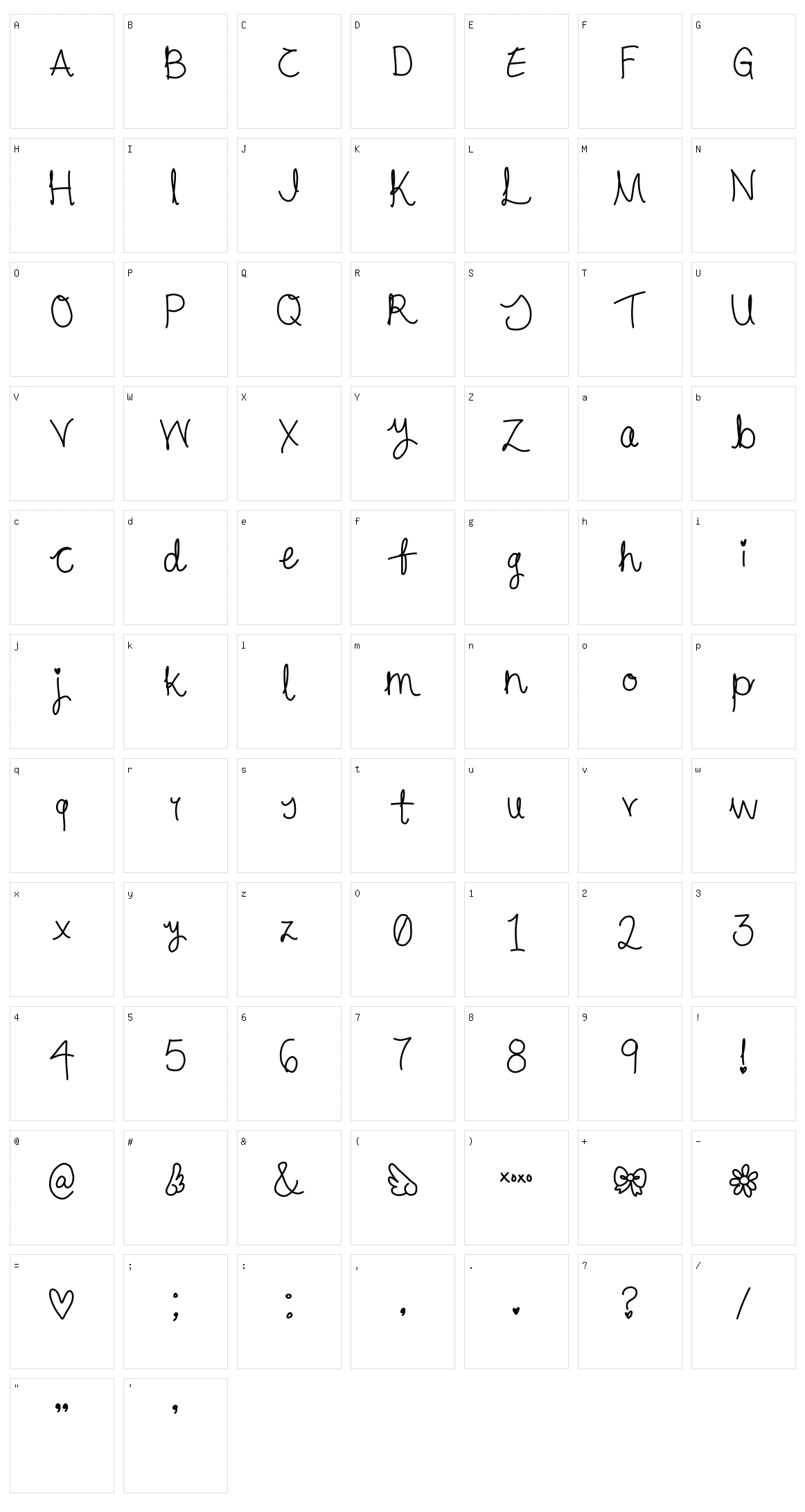 Cursive Character Set