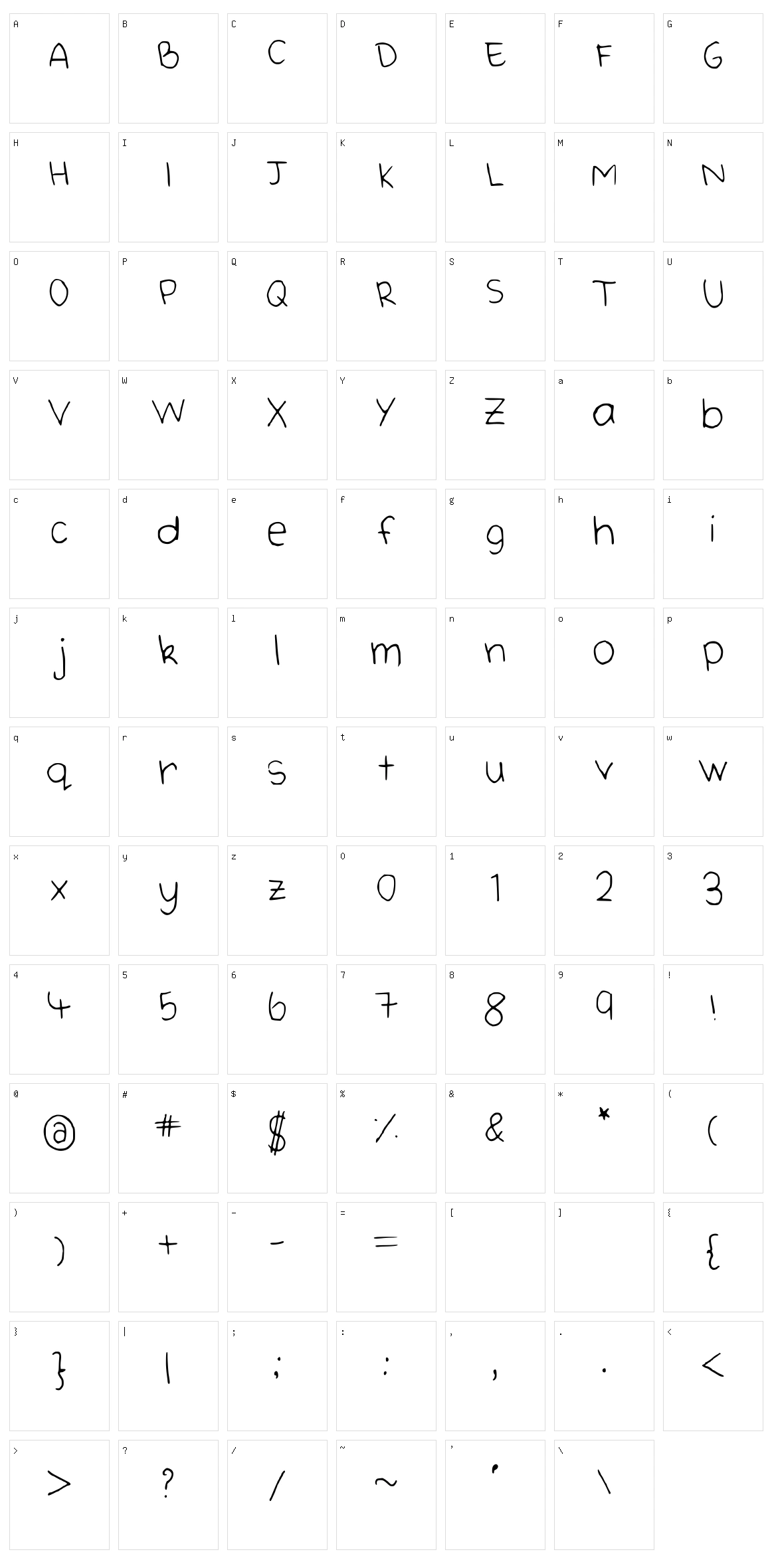 Cute Handwriting Character Set