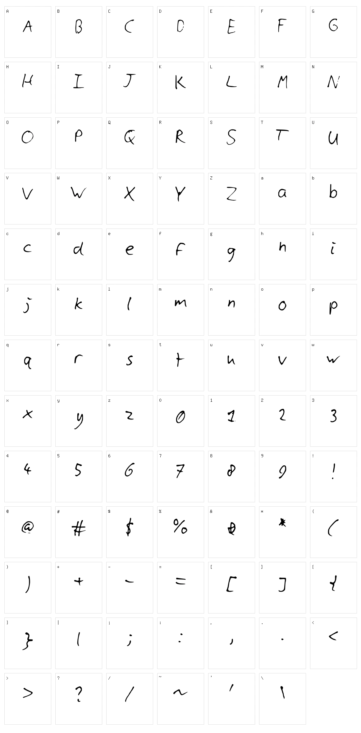 Cylls Handwriting Character Set