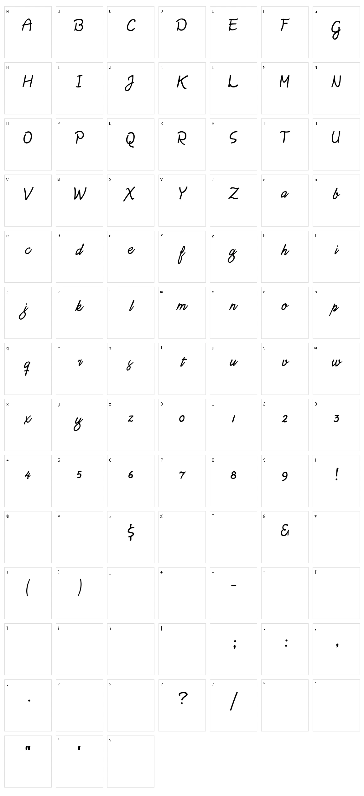 Daisy Script Character Set