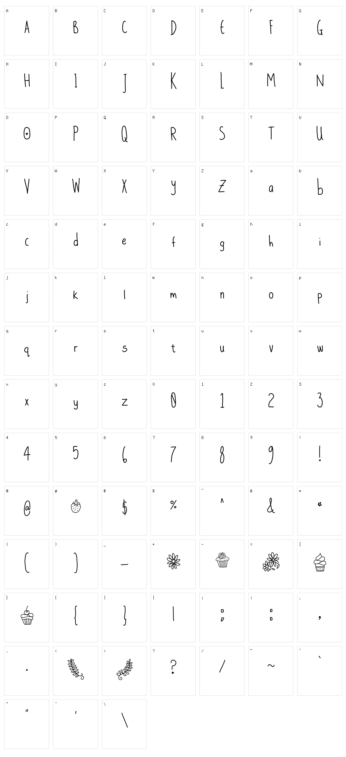 Daisy's Delights Character Set