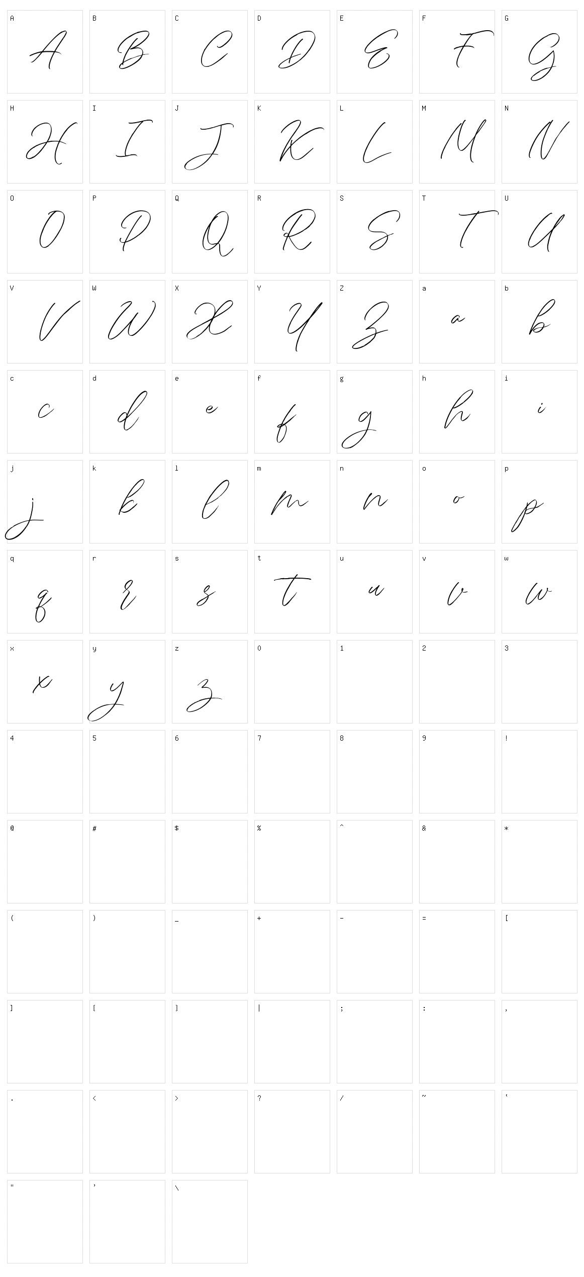 Daisyrain Character Set