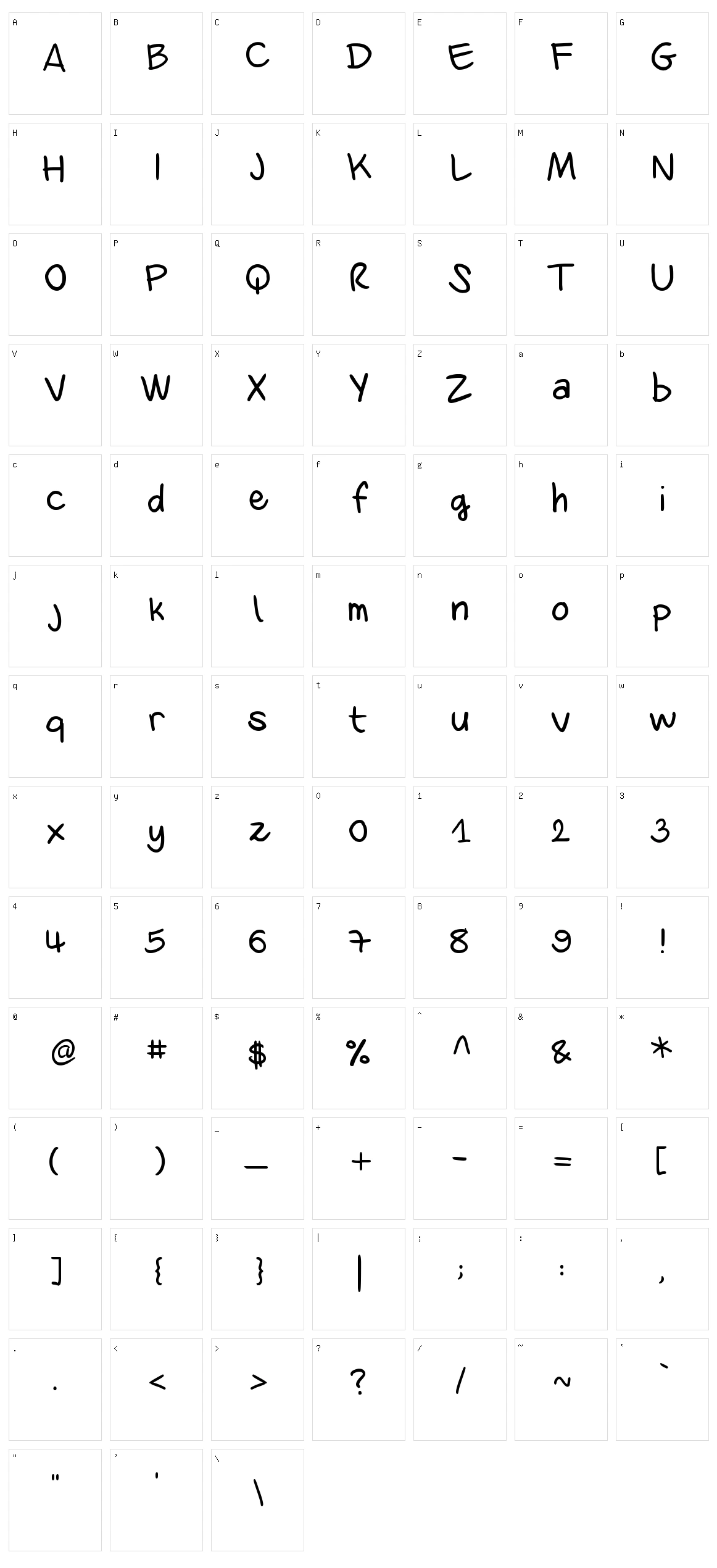 Dani's Handwriting Character Set