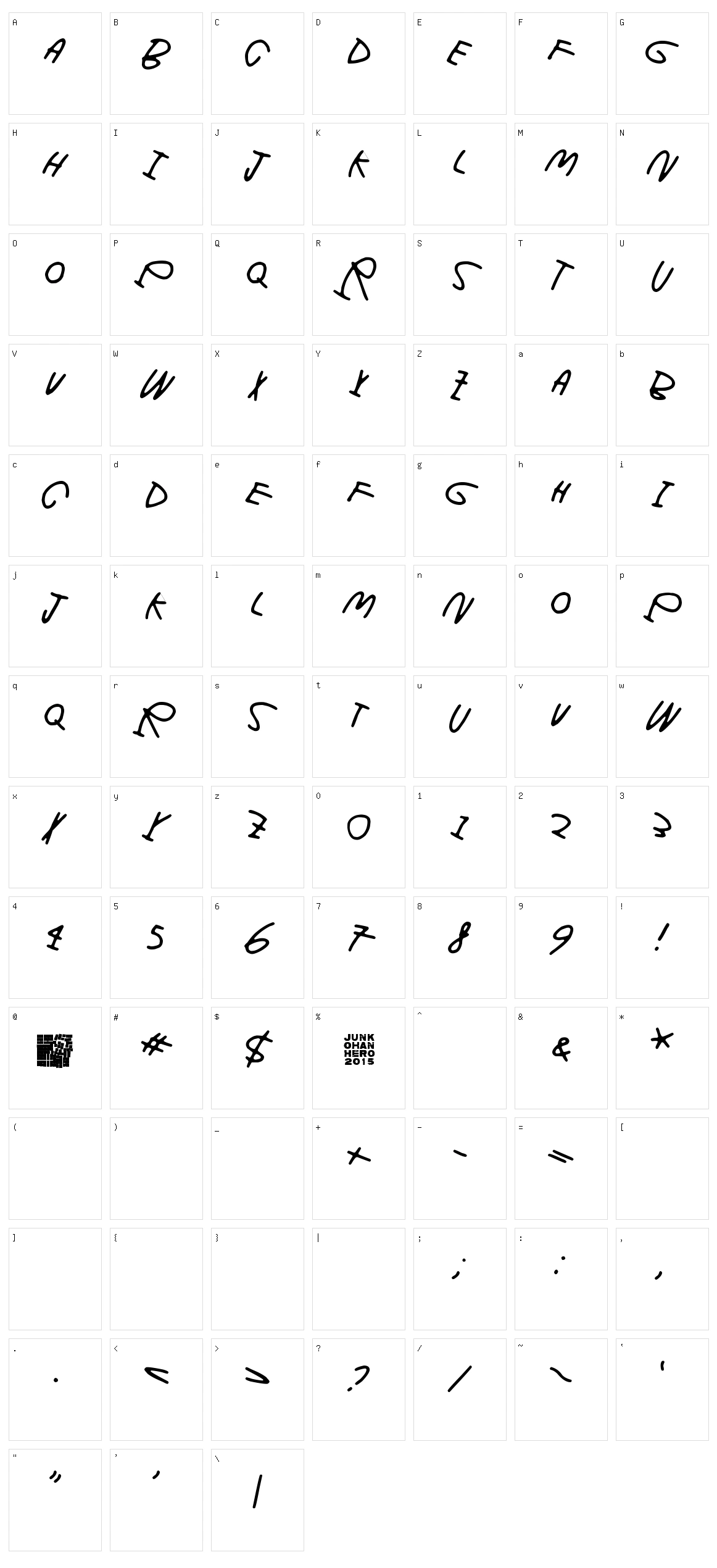 Dark was the night Character Set