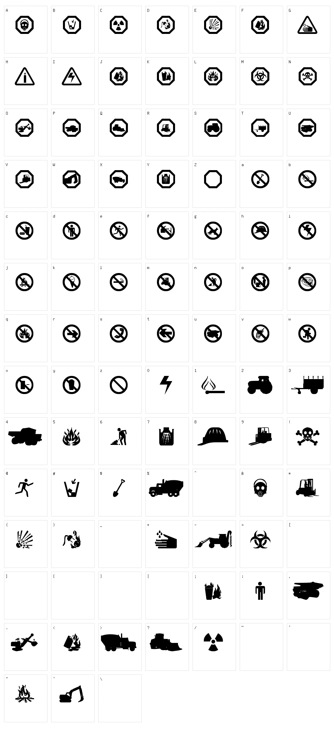 Working Signs TFB Character Set