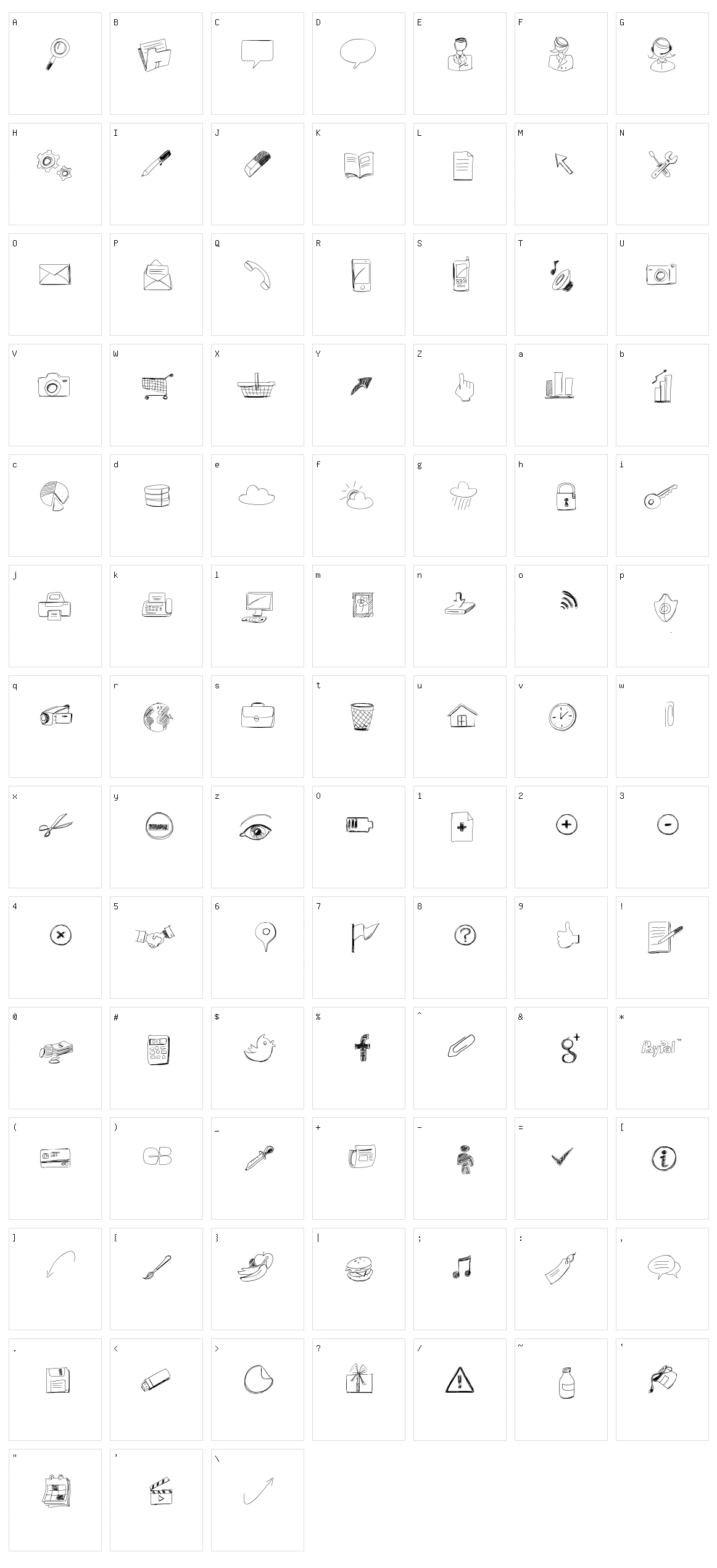 Sketch Icons Character Set