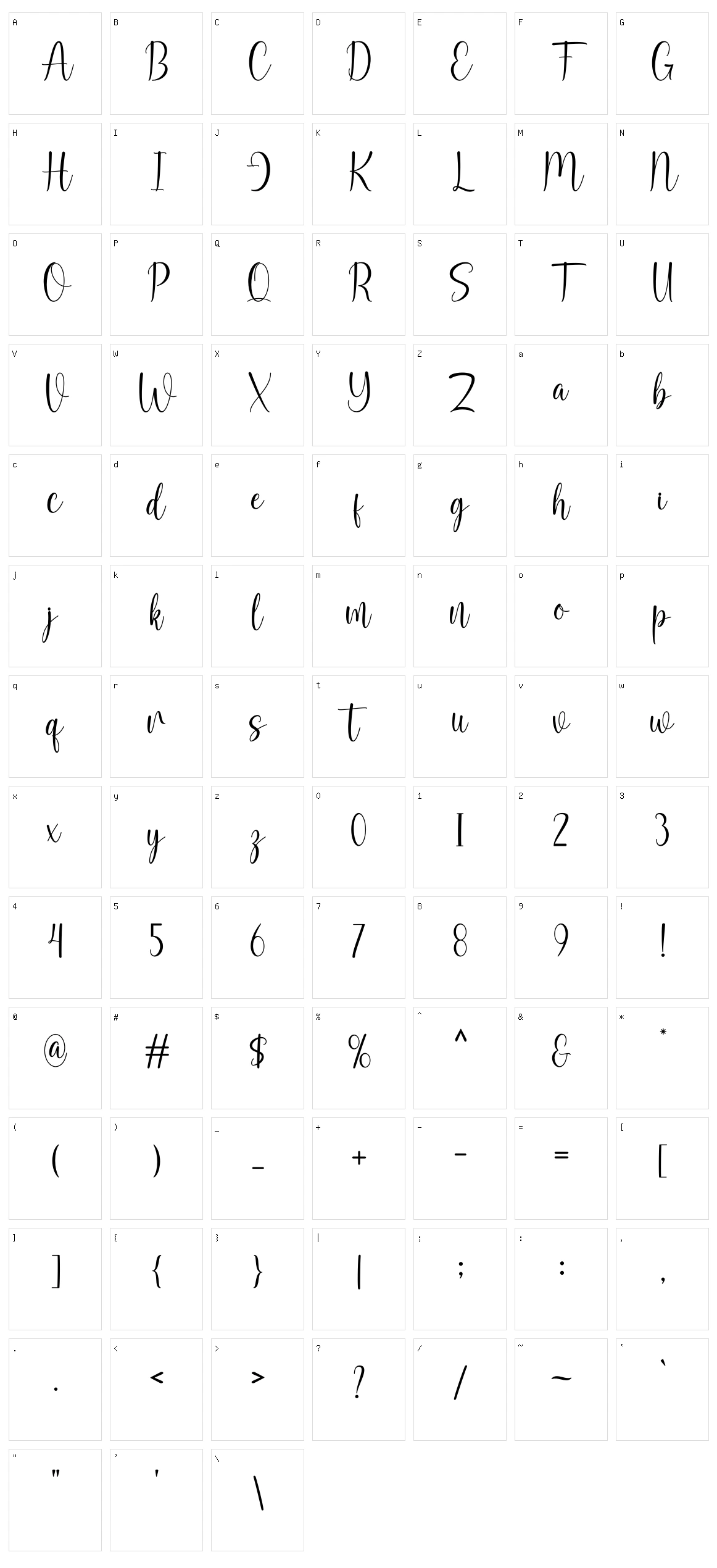 December Script Character Set
