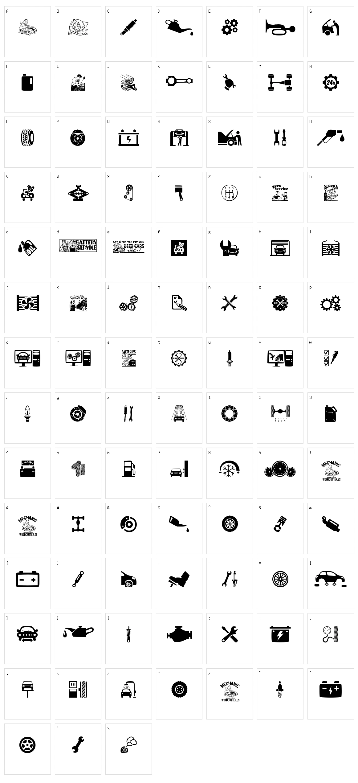 Mechanic Character Set