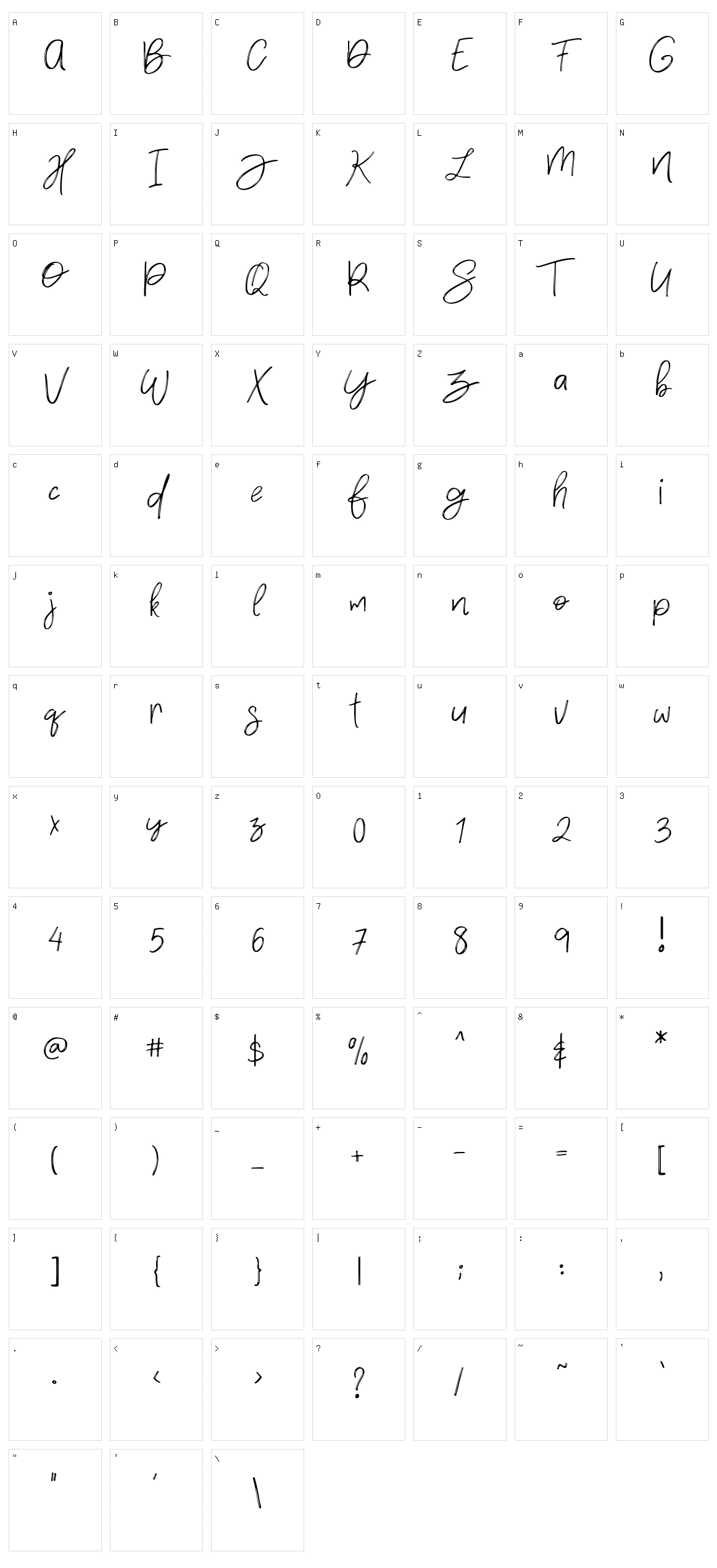 Densfort Character Set