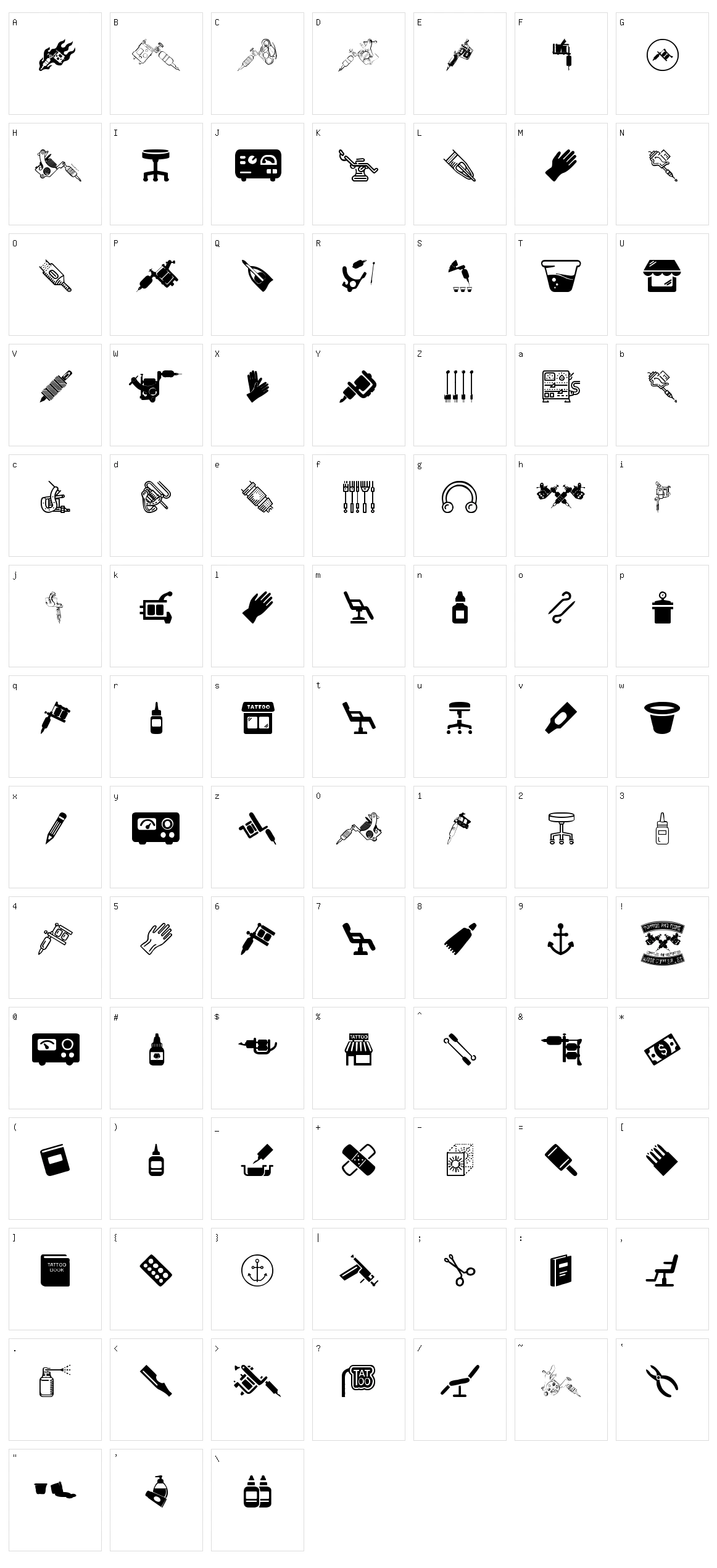 Tattoo Pro Icons Character Set