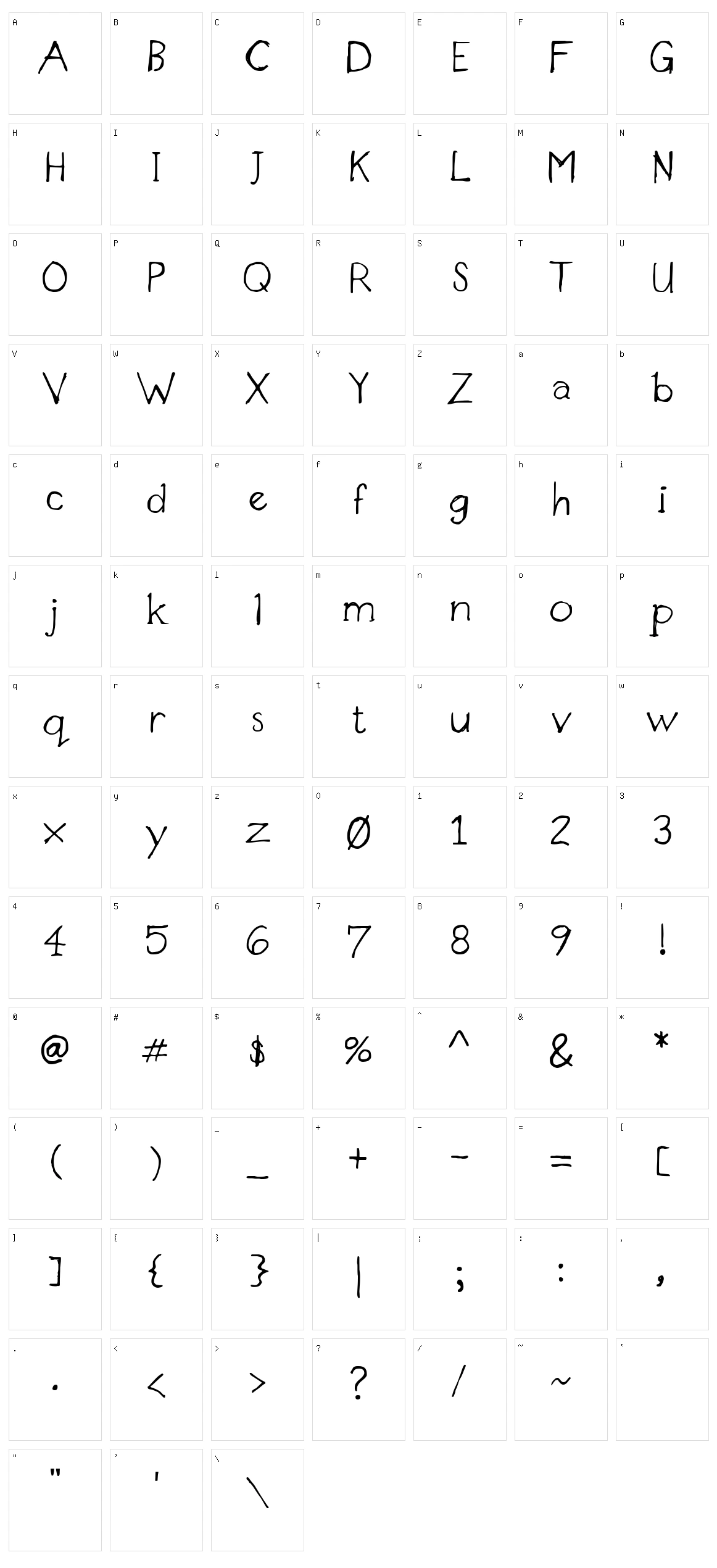 Designer Notes Character Set