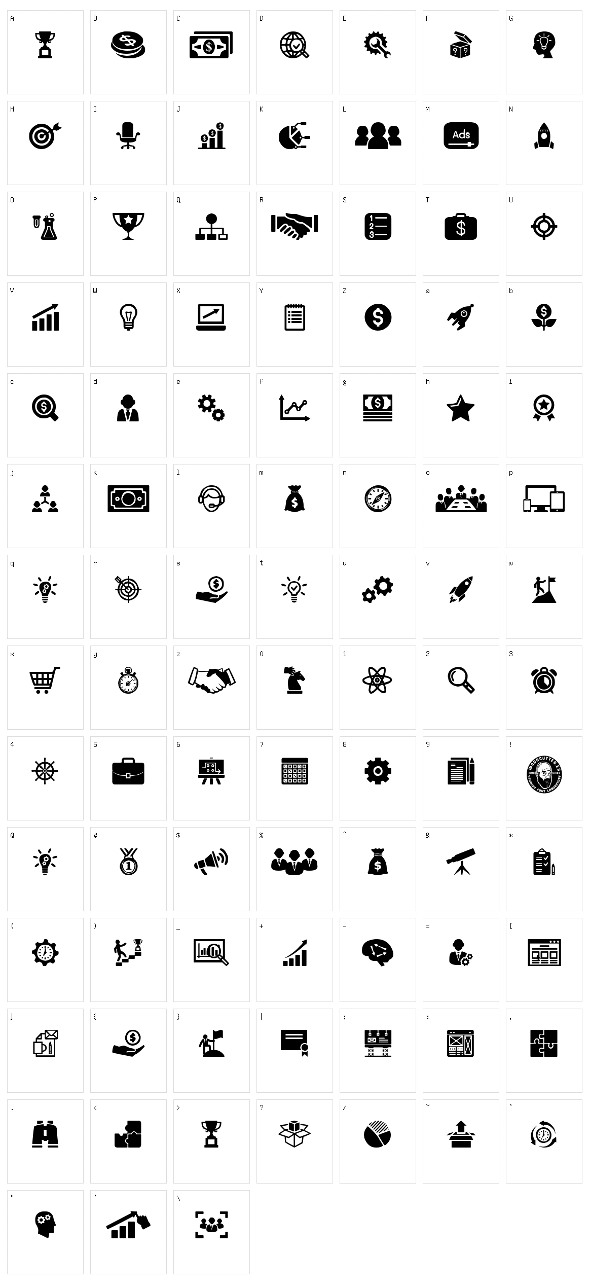 Startup Icons Character Set