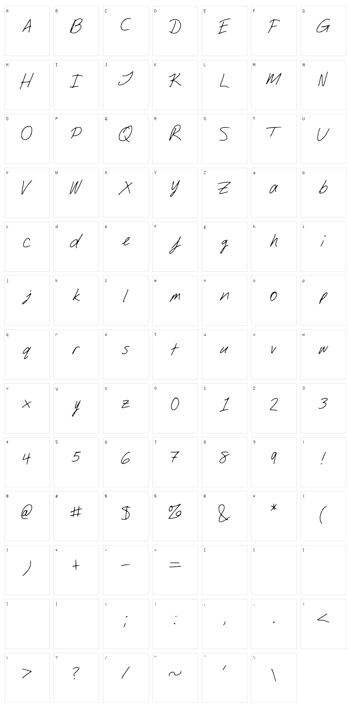 DJs Slant Serif Character Set