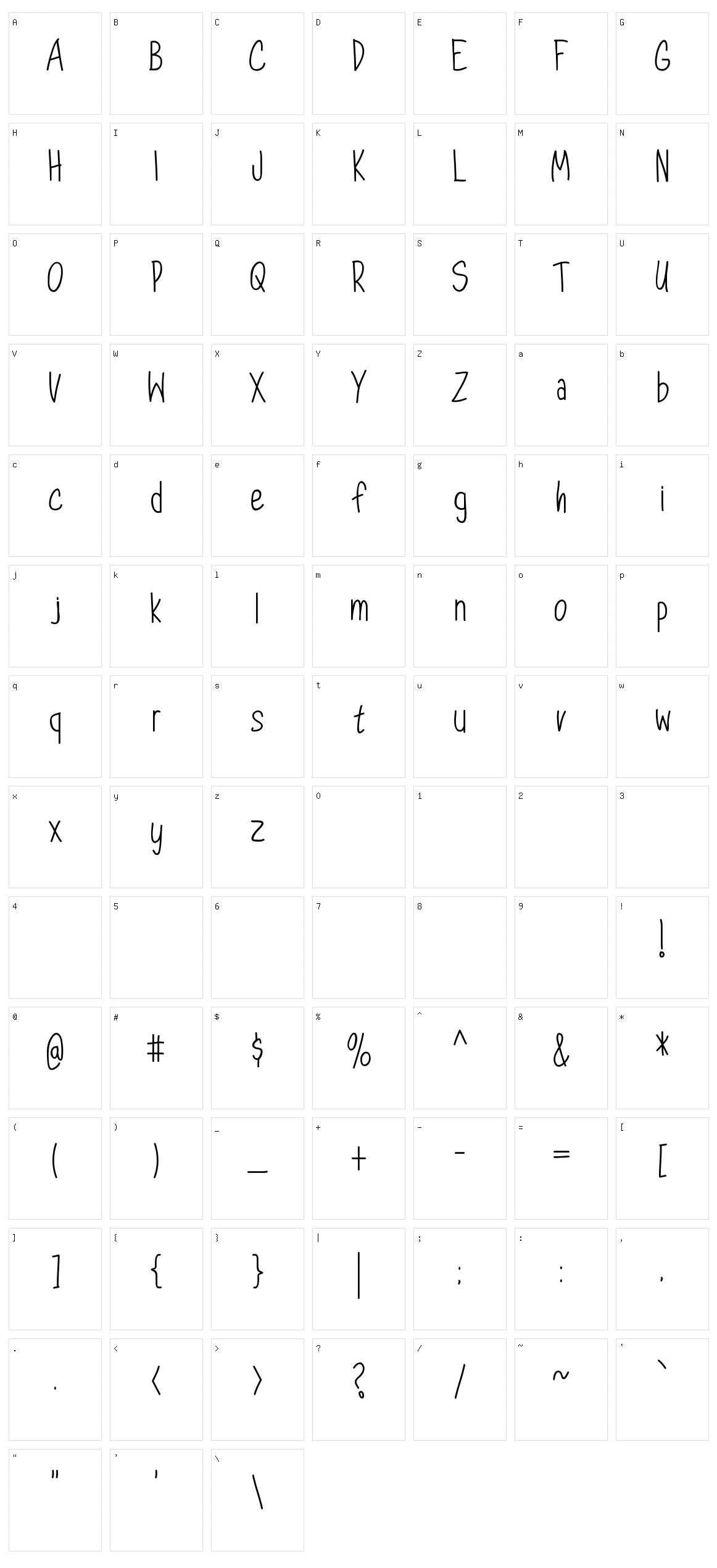Dorathy Character Set