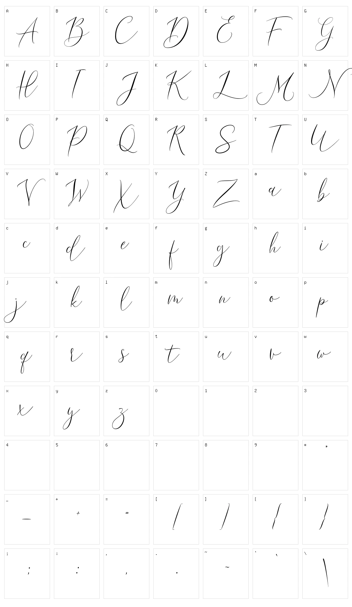 Dream Lavigne Script Character Set