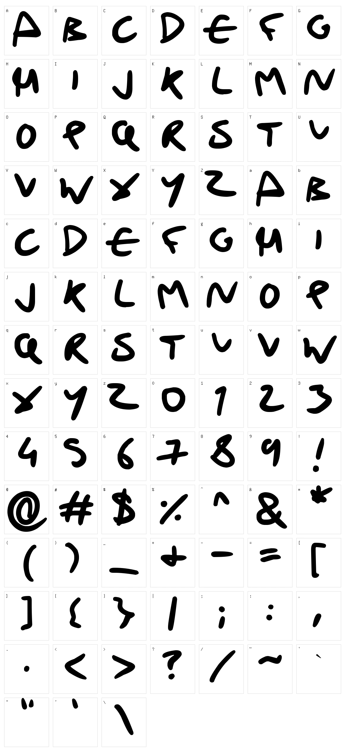 Drunk Handwriting Character Set