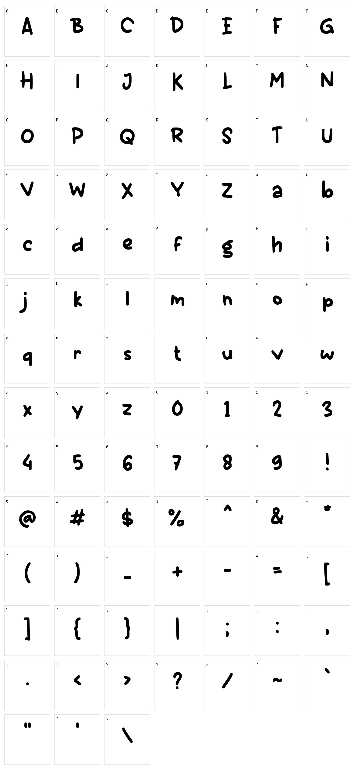 e Entuk Kaos Character Set