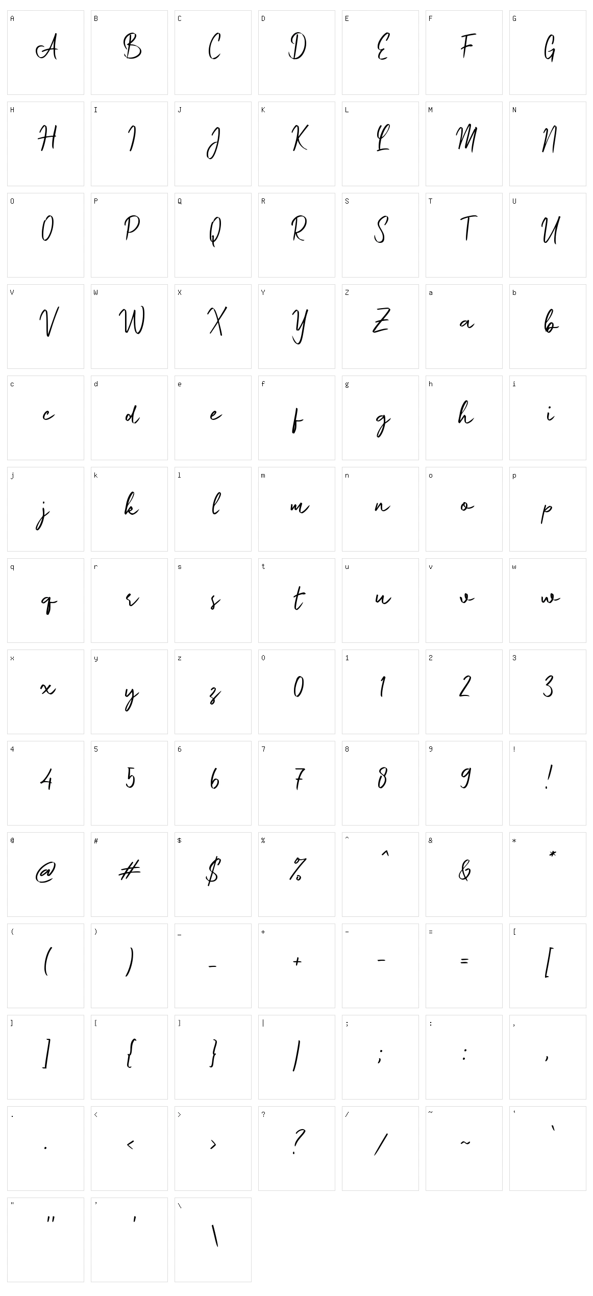 e Escotia Script Character Set