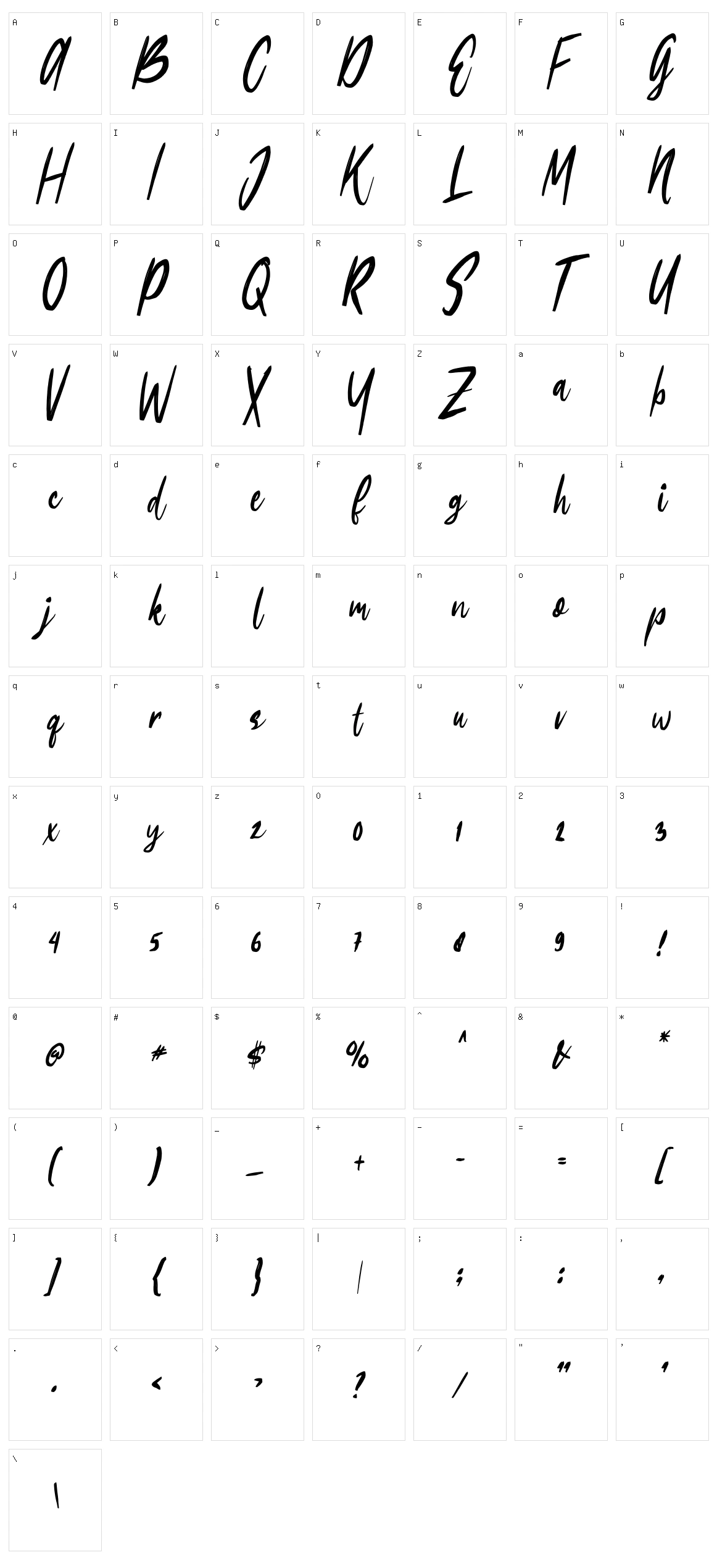 Edigtor Character Set