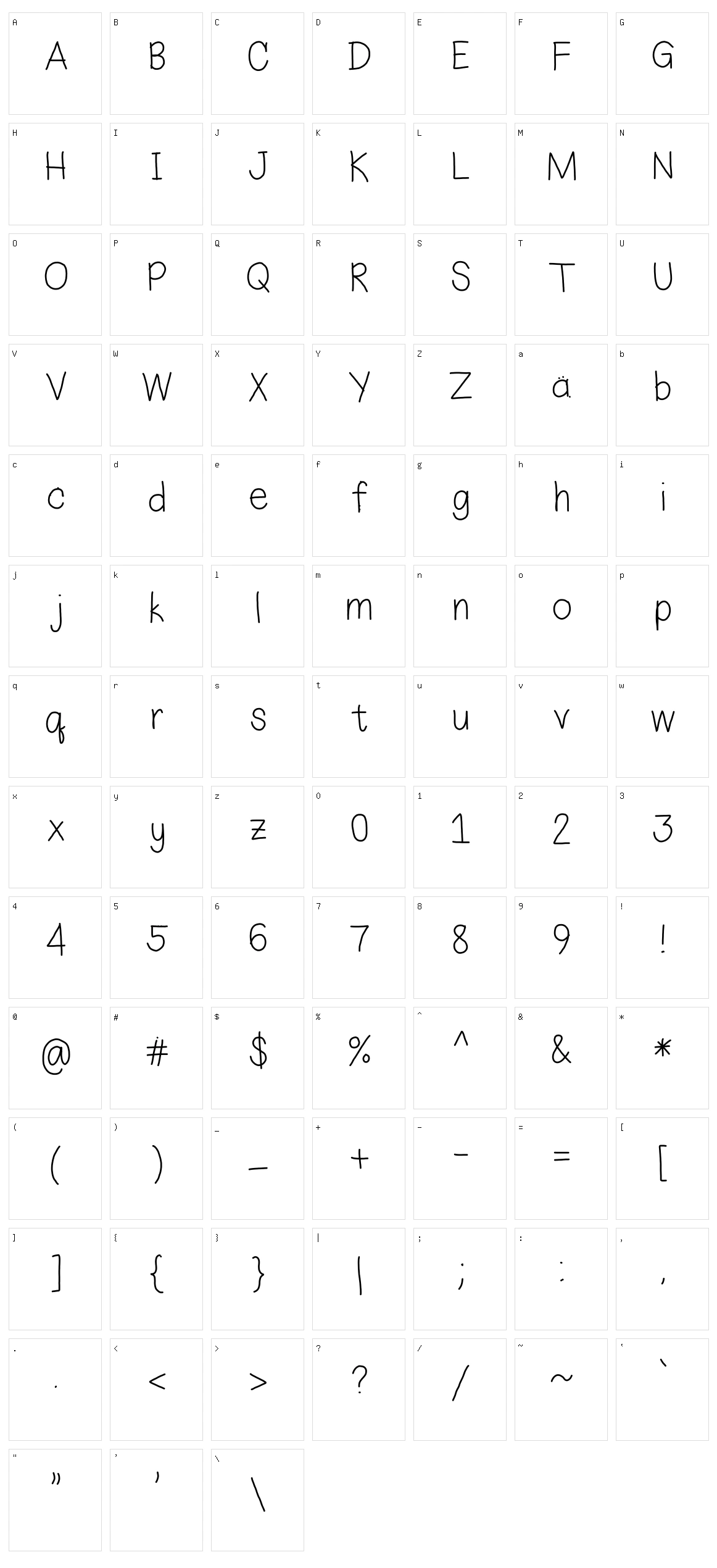 Eka's Handwriting Character Set