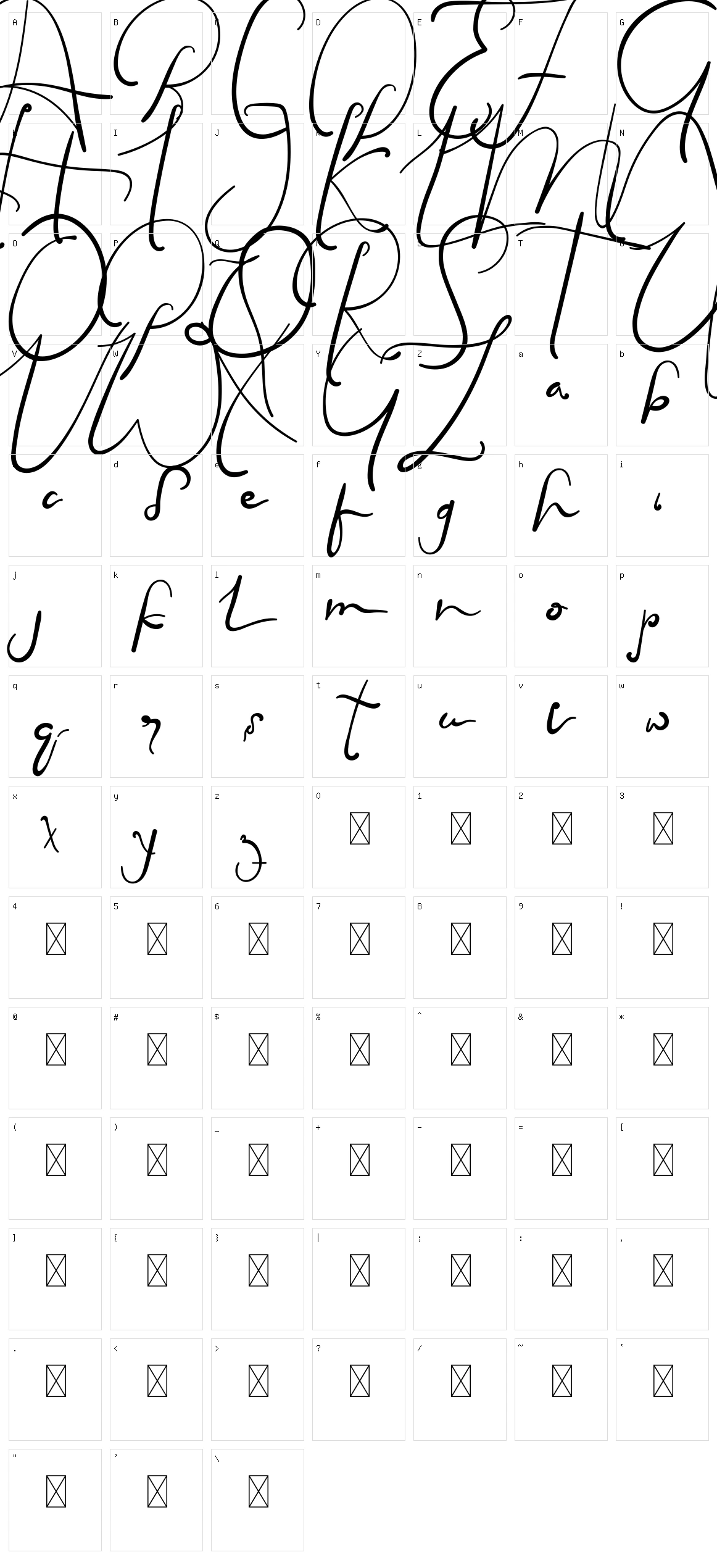 Eleanor Satnight Script Character Set