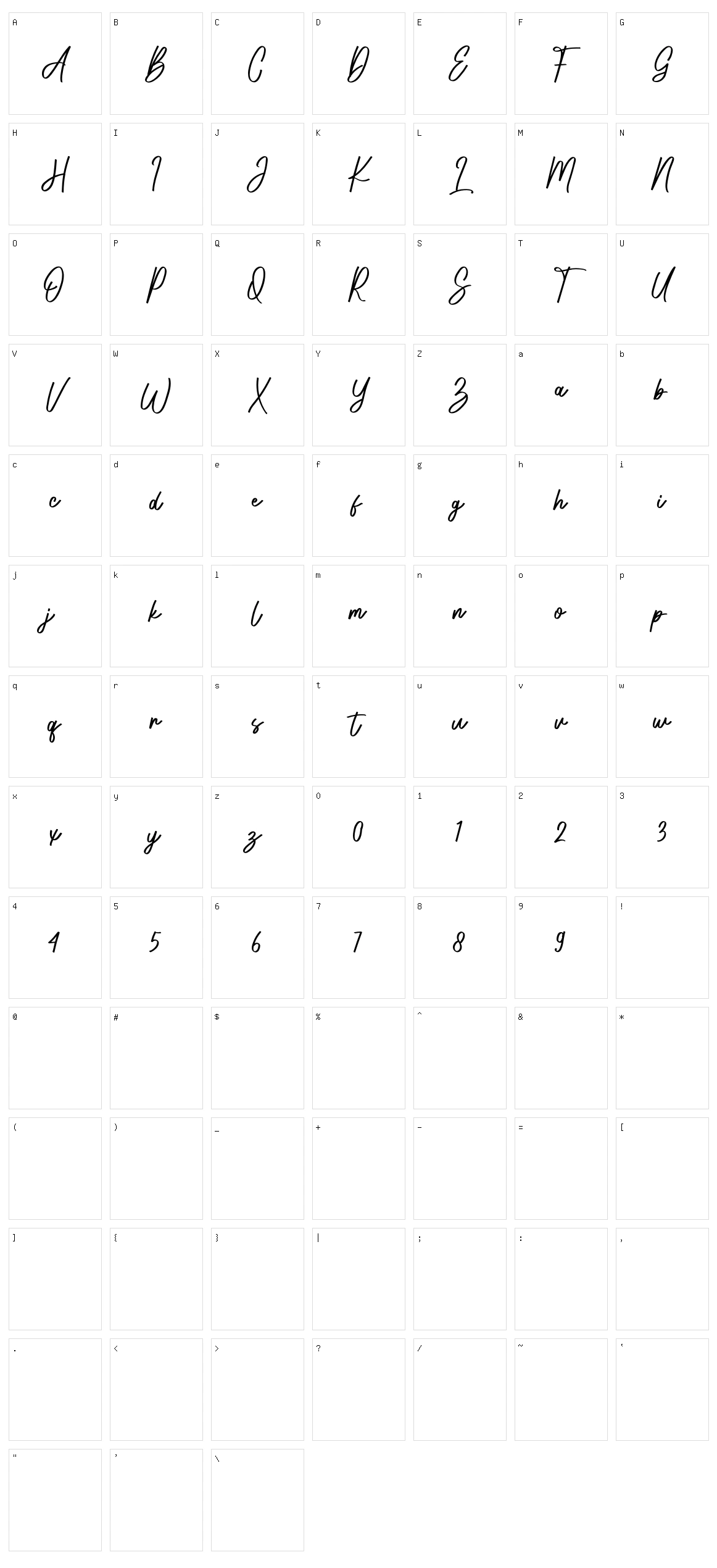 Elissa Signature Character Set