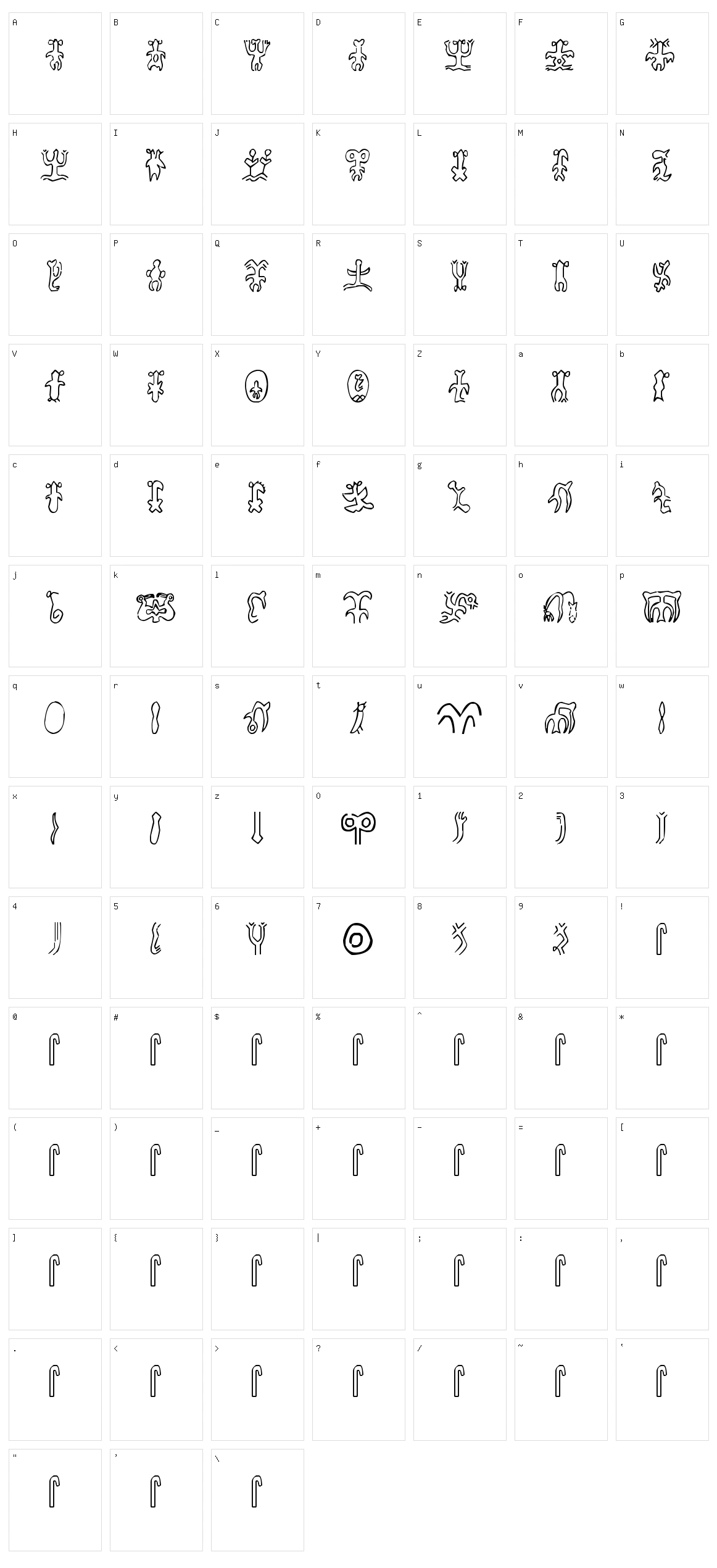 Rongorongo Character Set