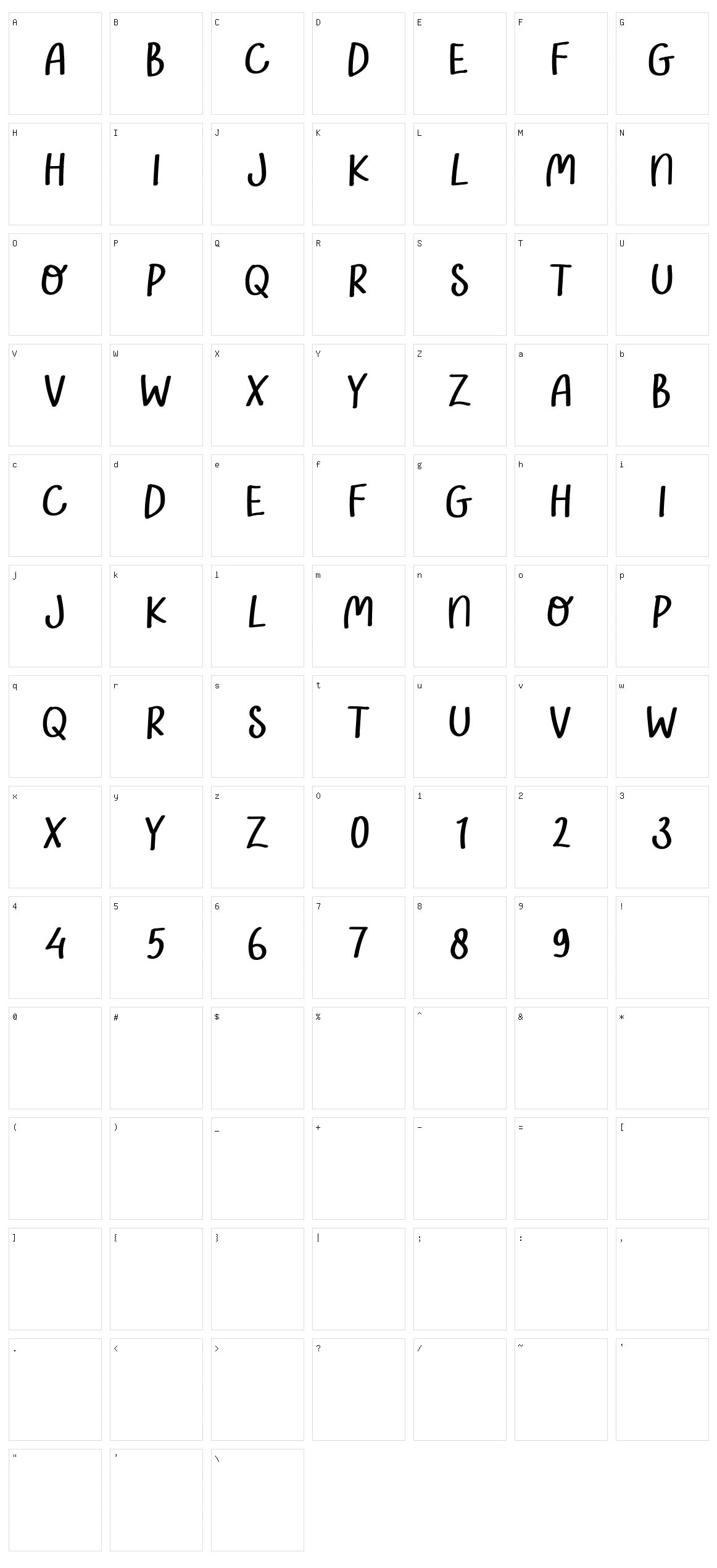 Elsie Kinsley Script Character Set