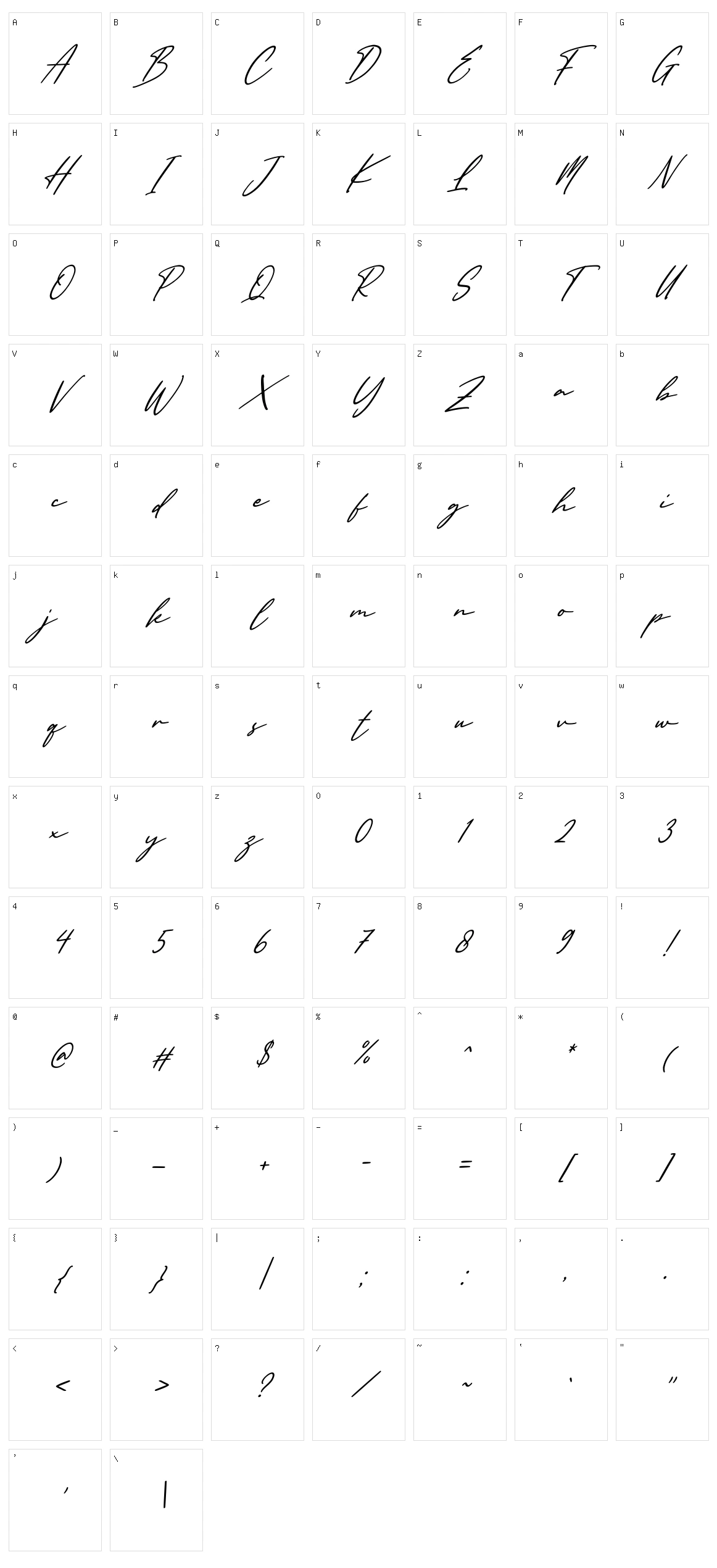 England Signature Character Set
